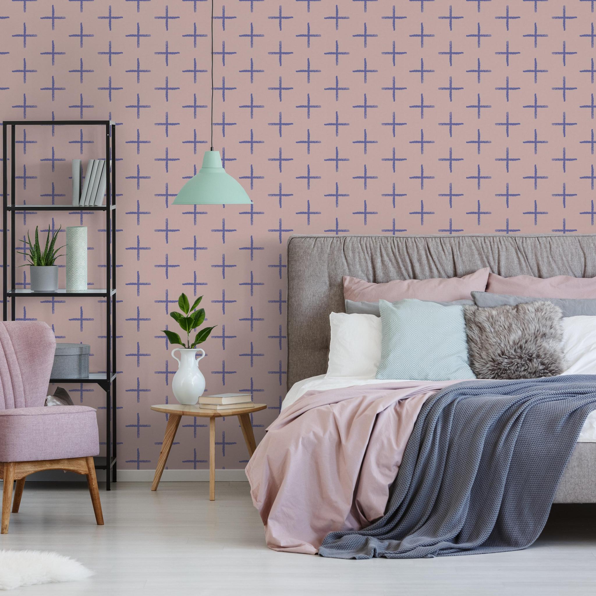 Elle Wallpaper by Wall Blush SG02 featured in a stylish, modern bedroom highlighting the unique wall design.
