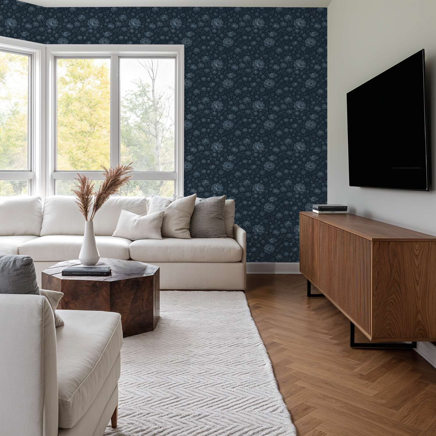 Floriola (Blue) Wallpaper