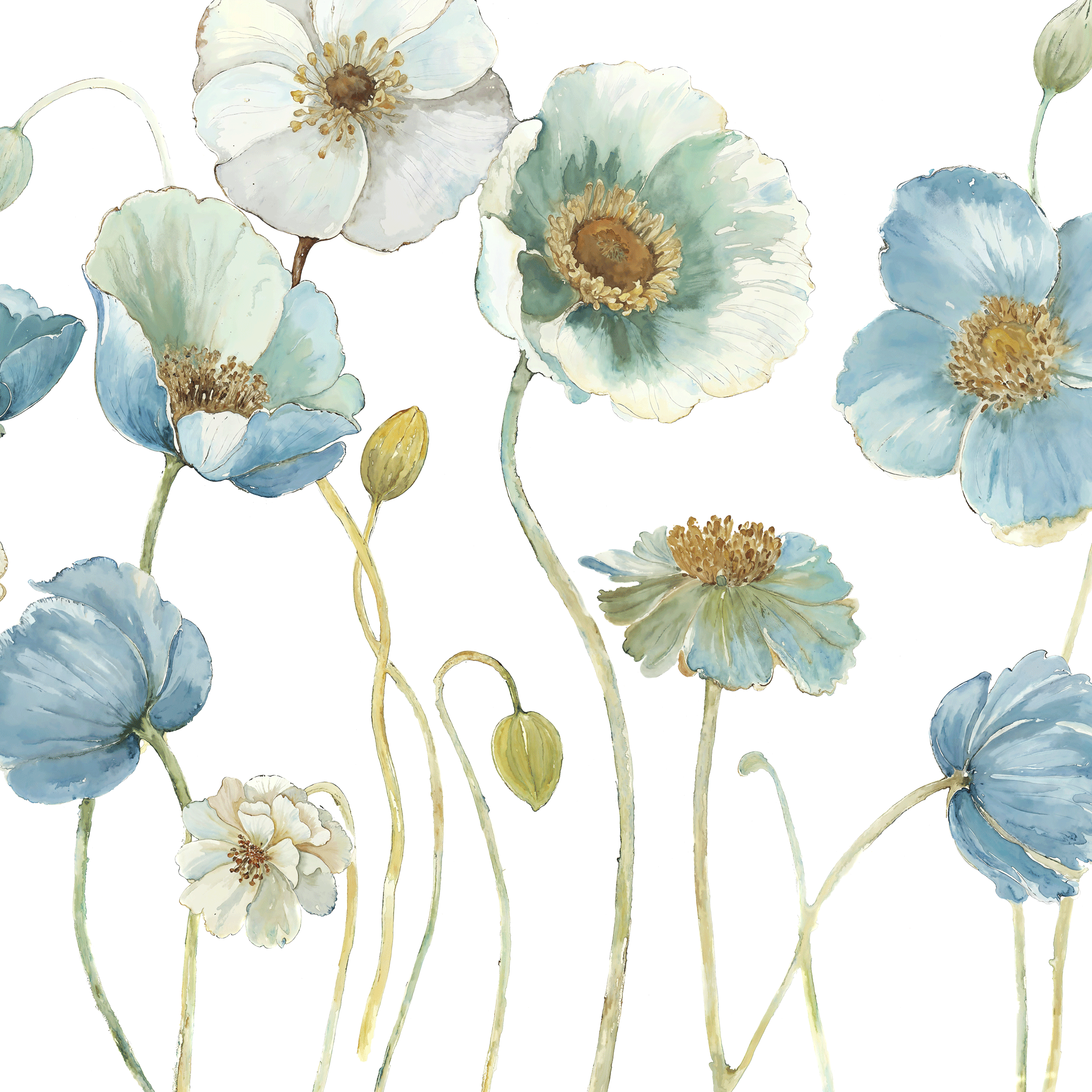 "Wall Blush's Meadow Whispers (White) Wallpaper featuring floral design in a home setting."