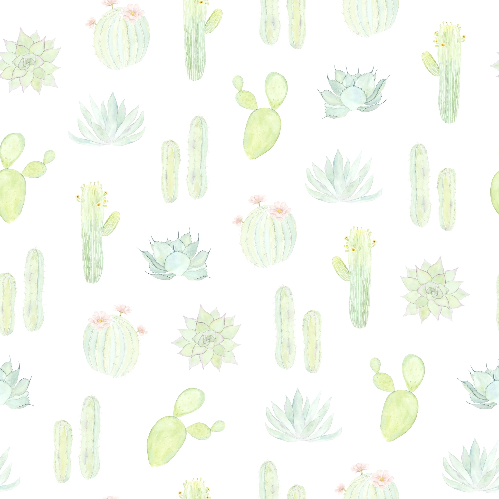 "Wall Blush's Petals and Prickles (Large) Wallpaper in a light, airy bedroom, showcasing the botanical design."