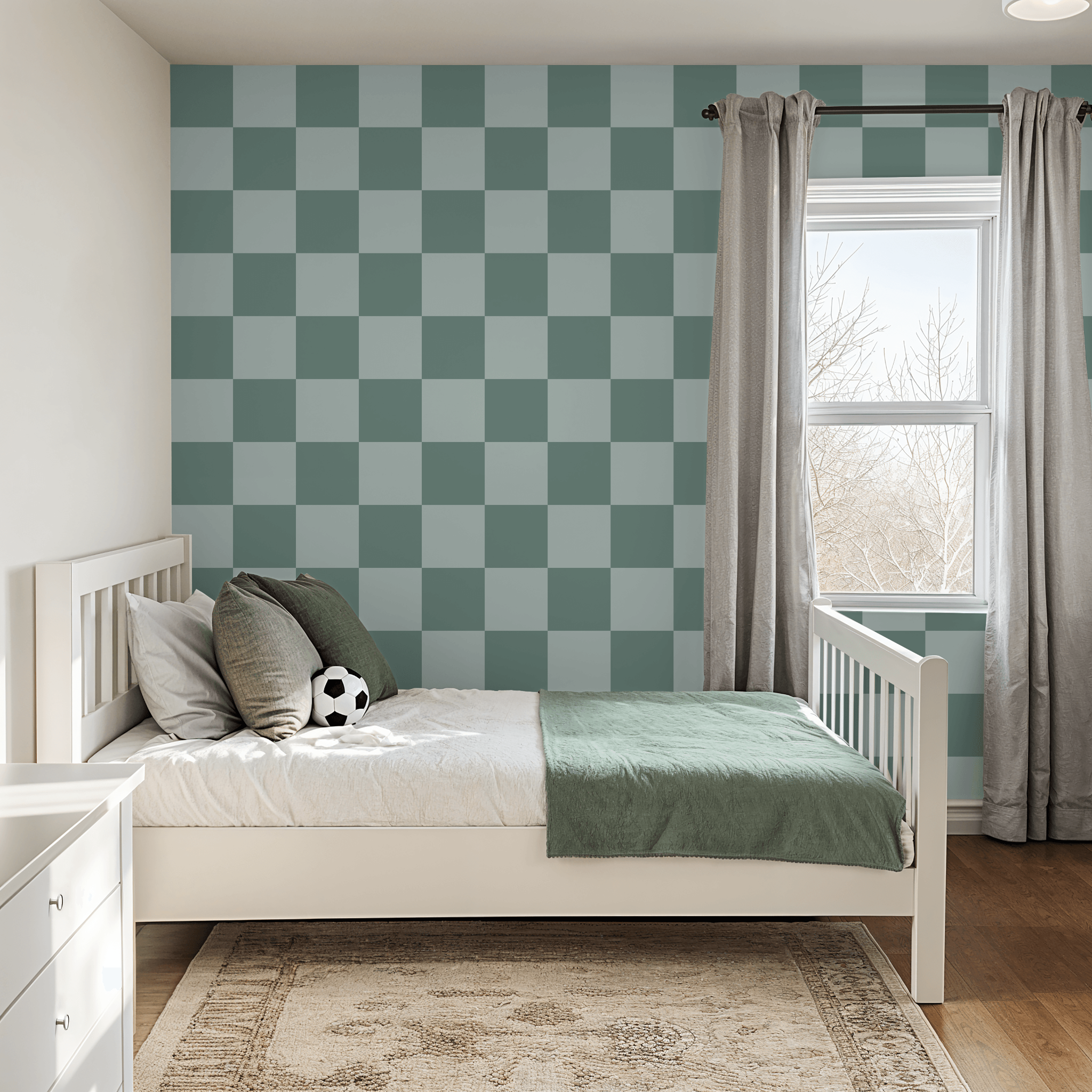 Simply Checker (Light Teal) Wallpaper