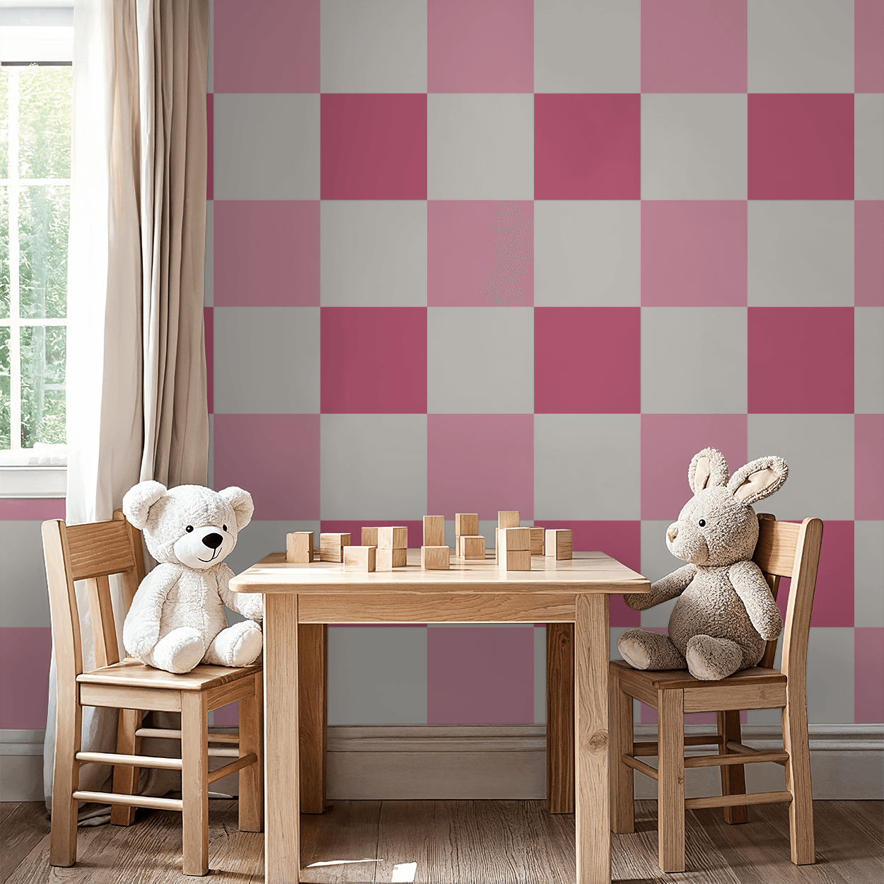 Simply Checker (Pink) Wallpaper