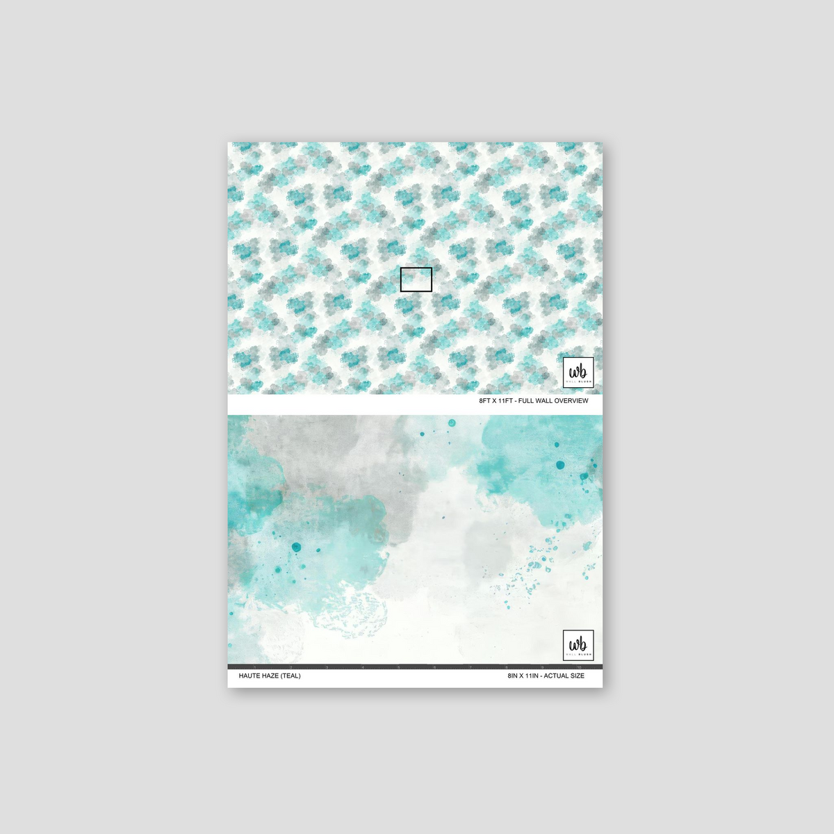 Abstract teal and gray watercolor cloud wallpaper sample.