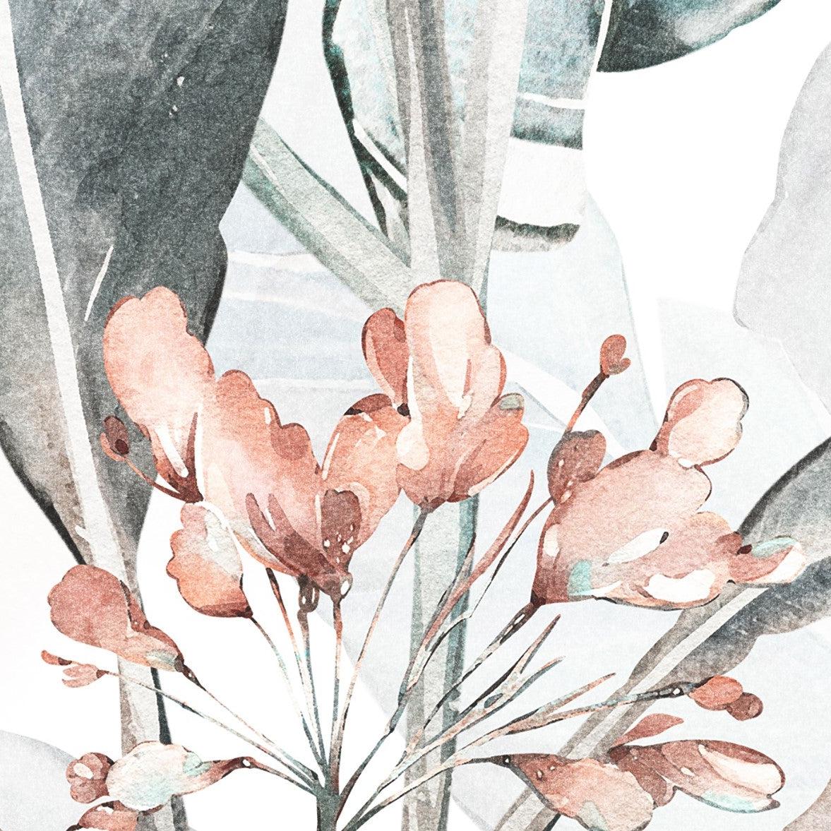 Wall Blush SG02's At the Copa Wallpaper in a modern living room, highlighting floral patterns and soft hues.
