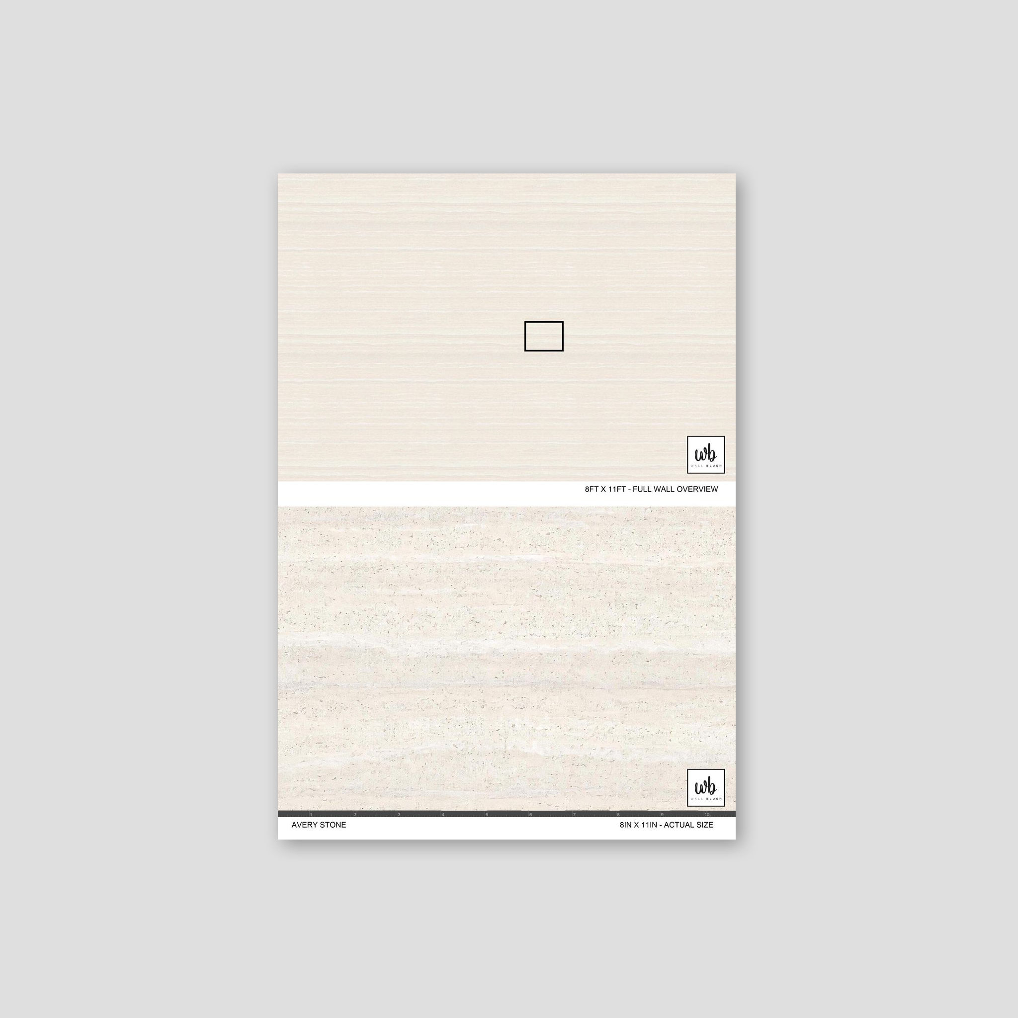 Avery Stone wallpaper sample with soft, creamy textured lines in neutral tones.