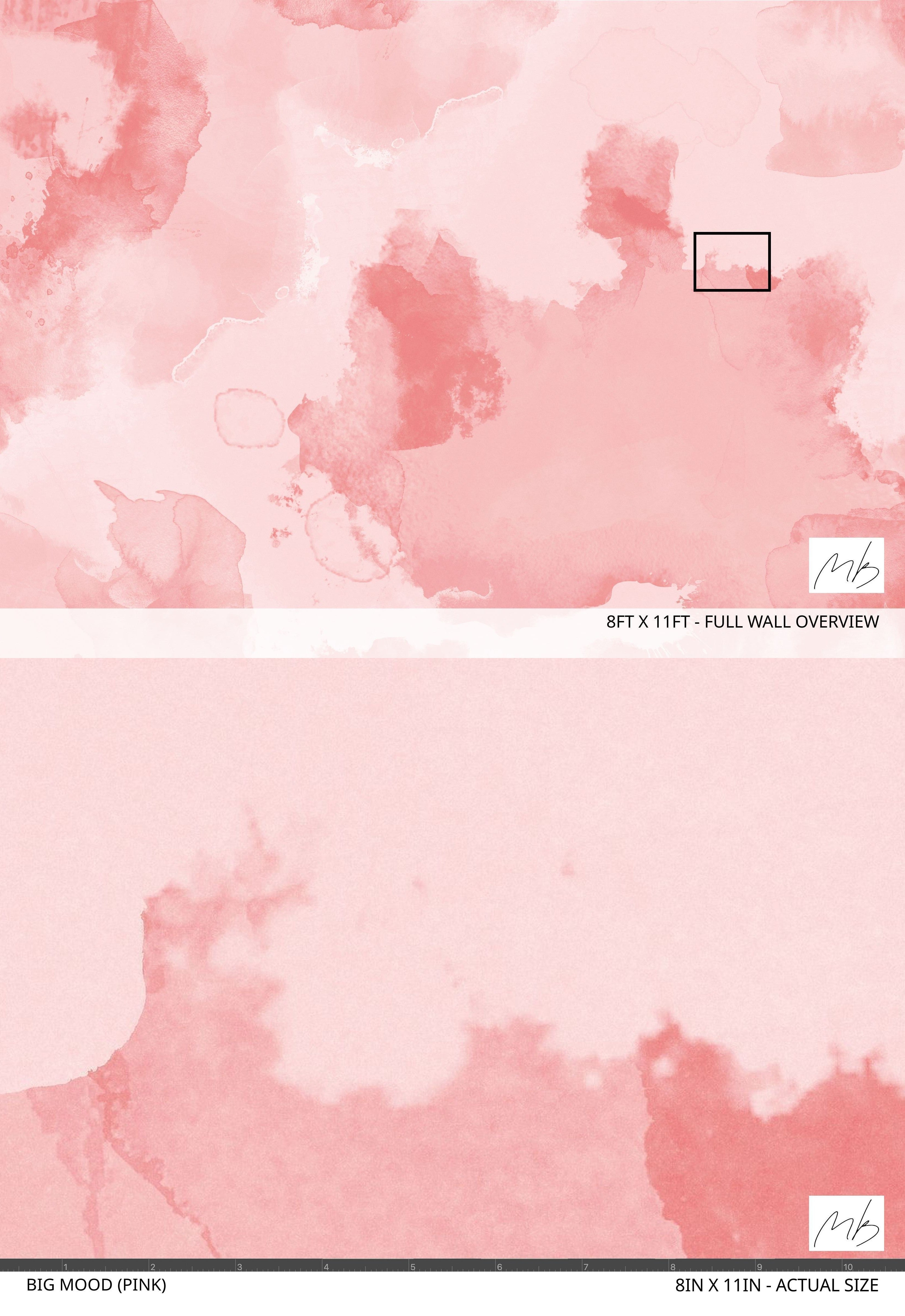 BIG MOOD (Pink) Wallpaper - 8 FT H X 11 FT W Peel and Stick