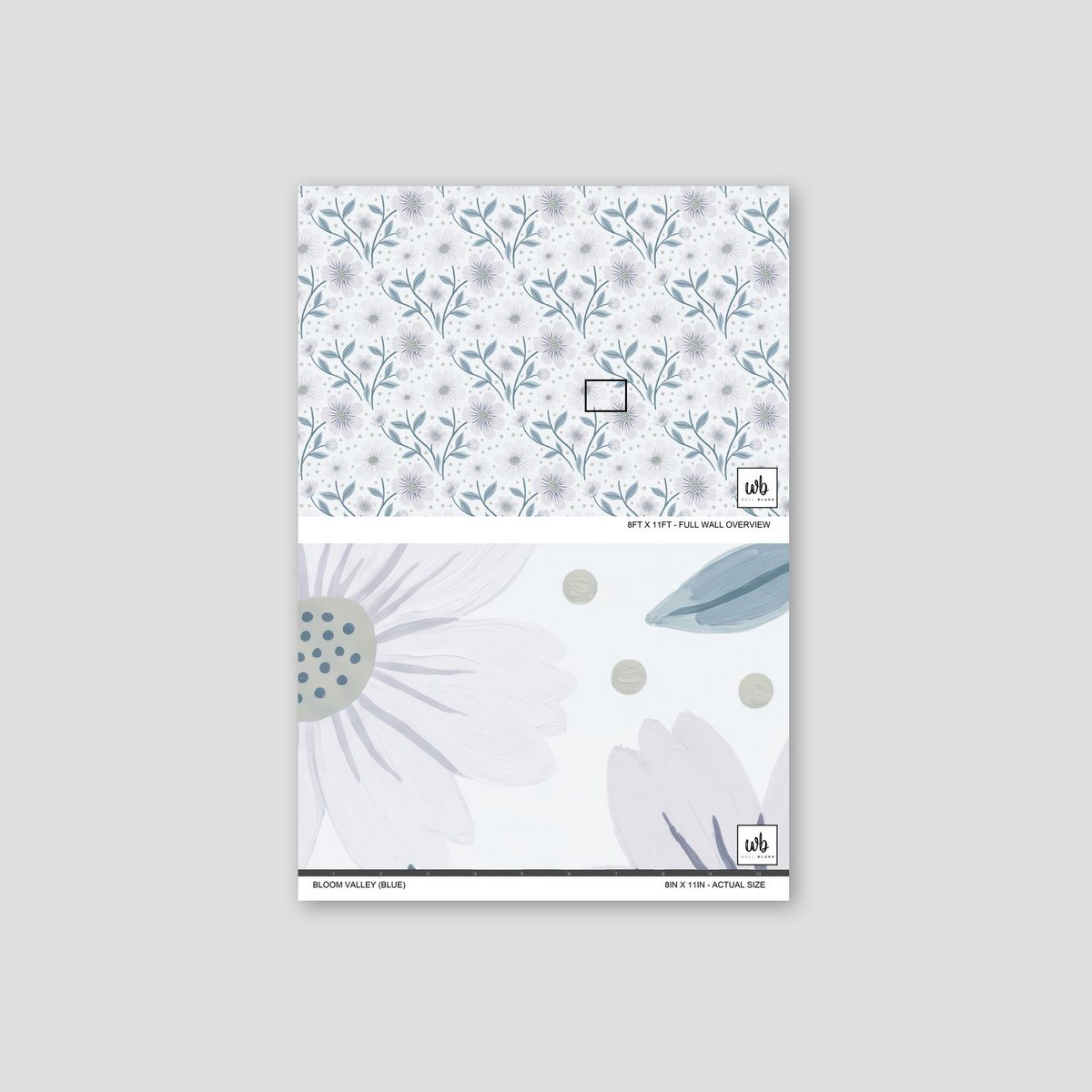 Bloom Valley wallpaper with lilac flowers on white background, serene garden vibe.