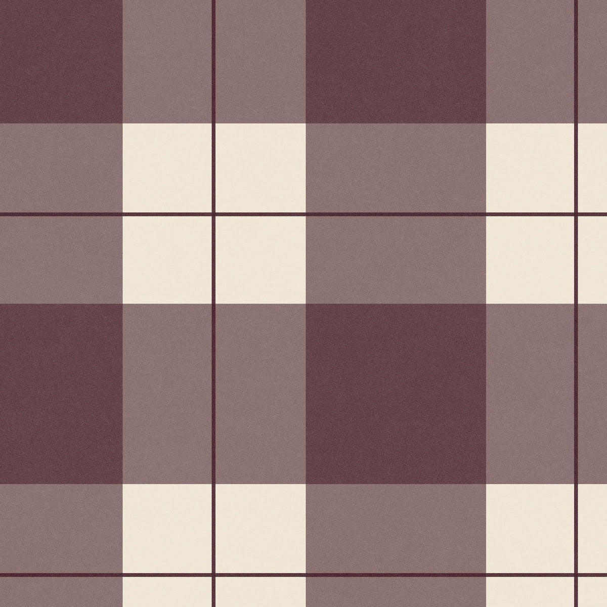 Burgundy and cream plaid wallpaper with geometric pattern