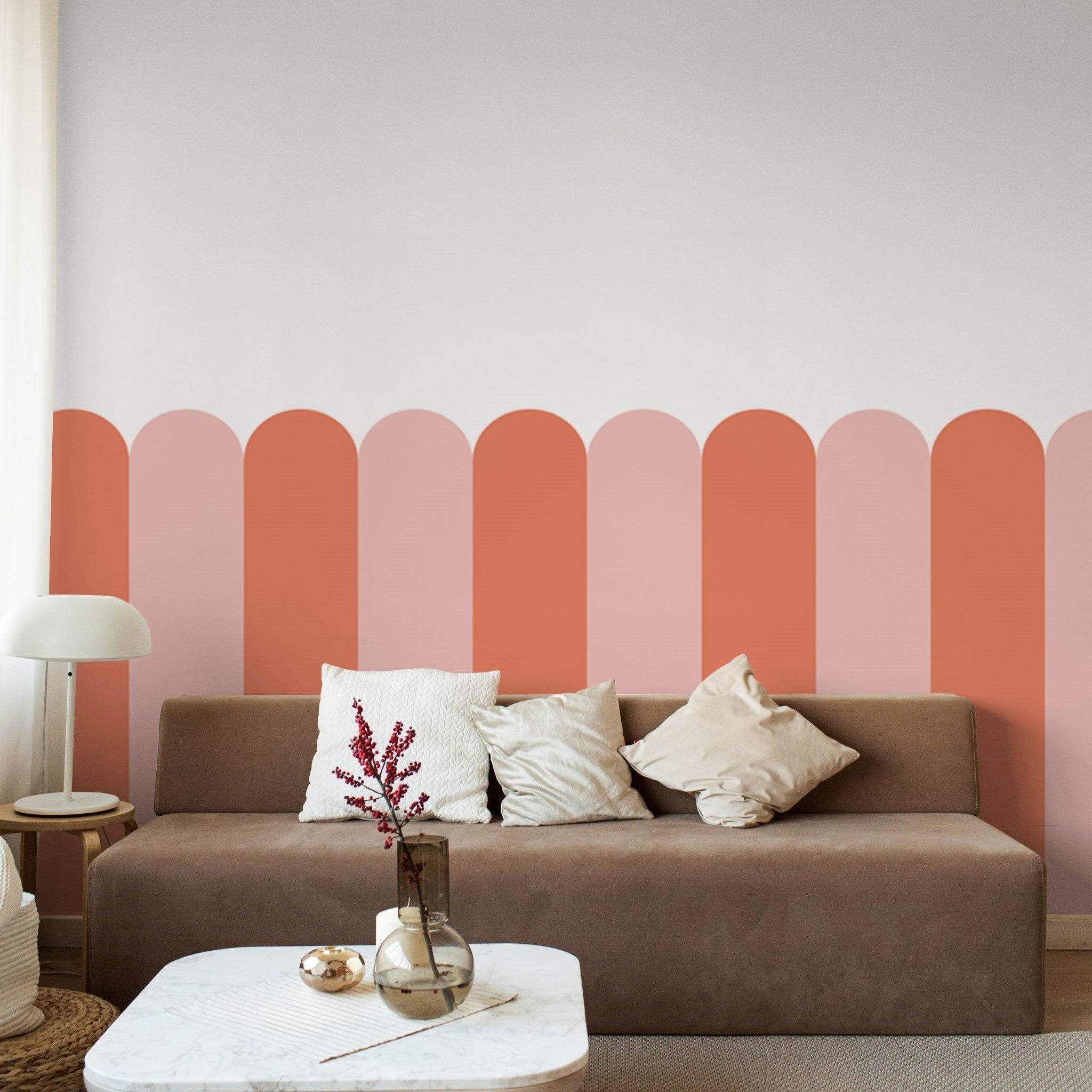 Playful Pickets (Coral) Wallpaper - 4 FT H X 51 FT W Traditional