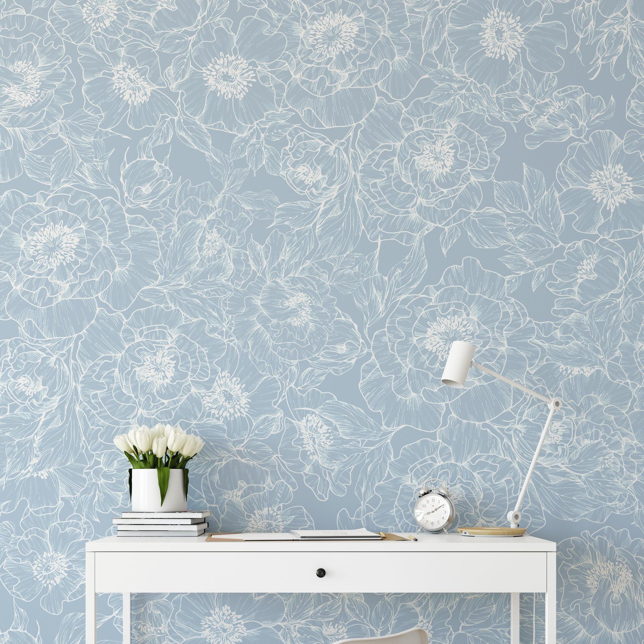 The Dutchess (Baby Blue) Wallpaper - 10 FT H X 13 FT W Traditional