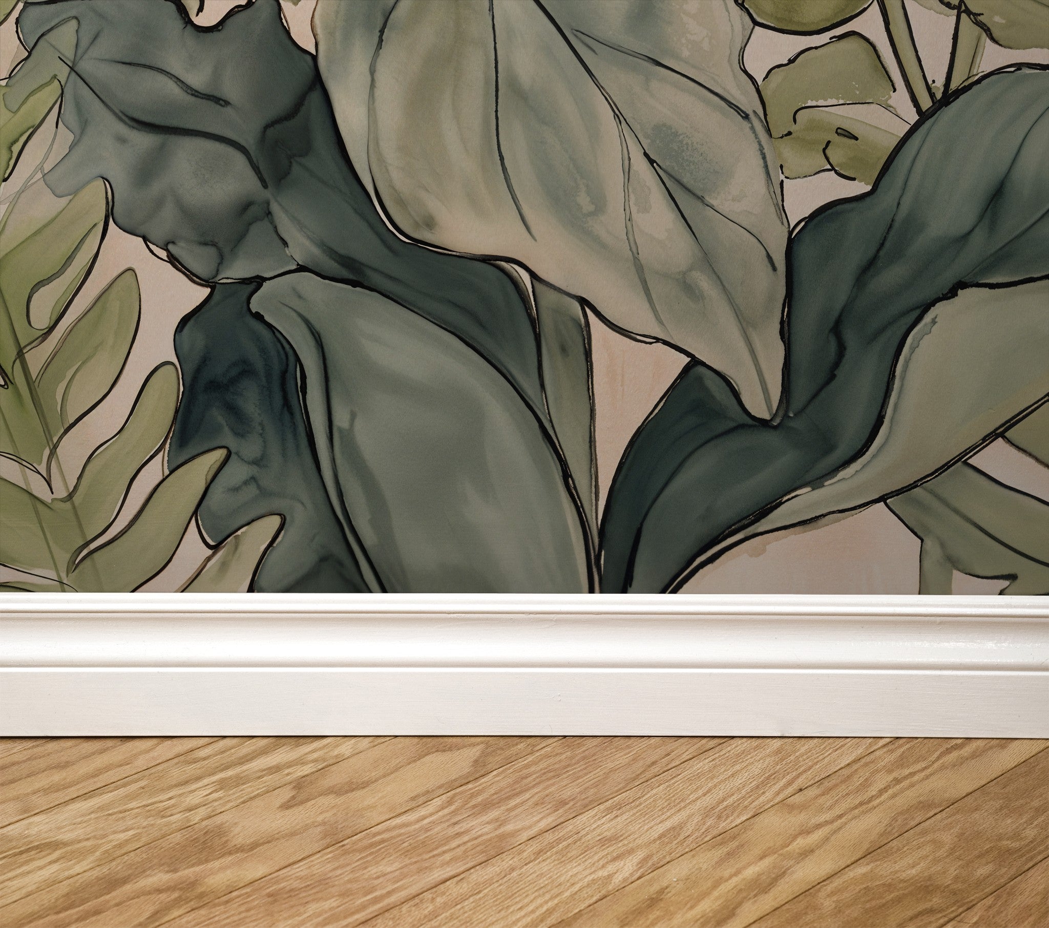 Foxglove Hill wallpaper with lush green leaves on a soft background