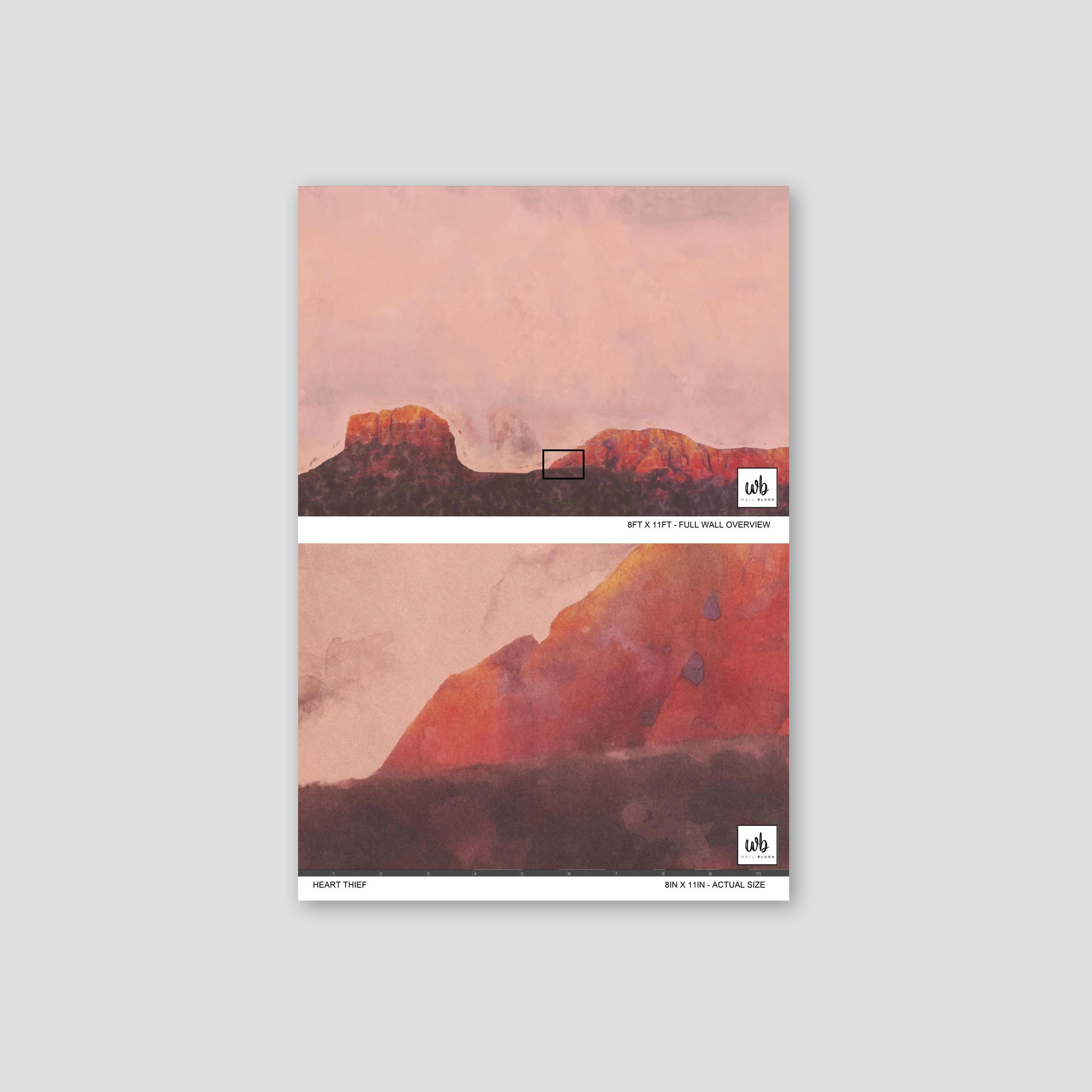 Heart Thief wallpaper with pink and orange desert landscape and sunlit mesas.