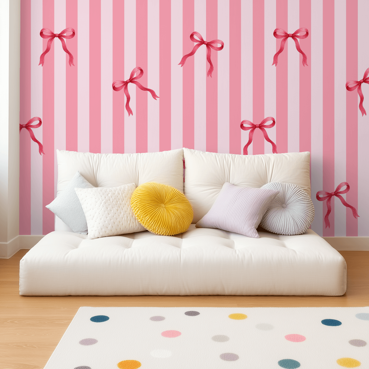Allie Girl Bows & Stripes Wallpaper