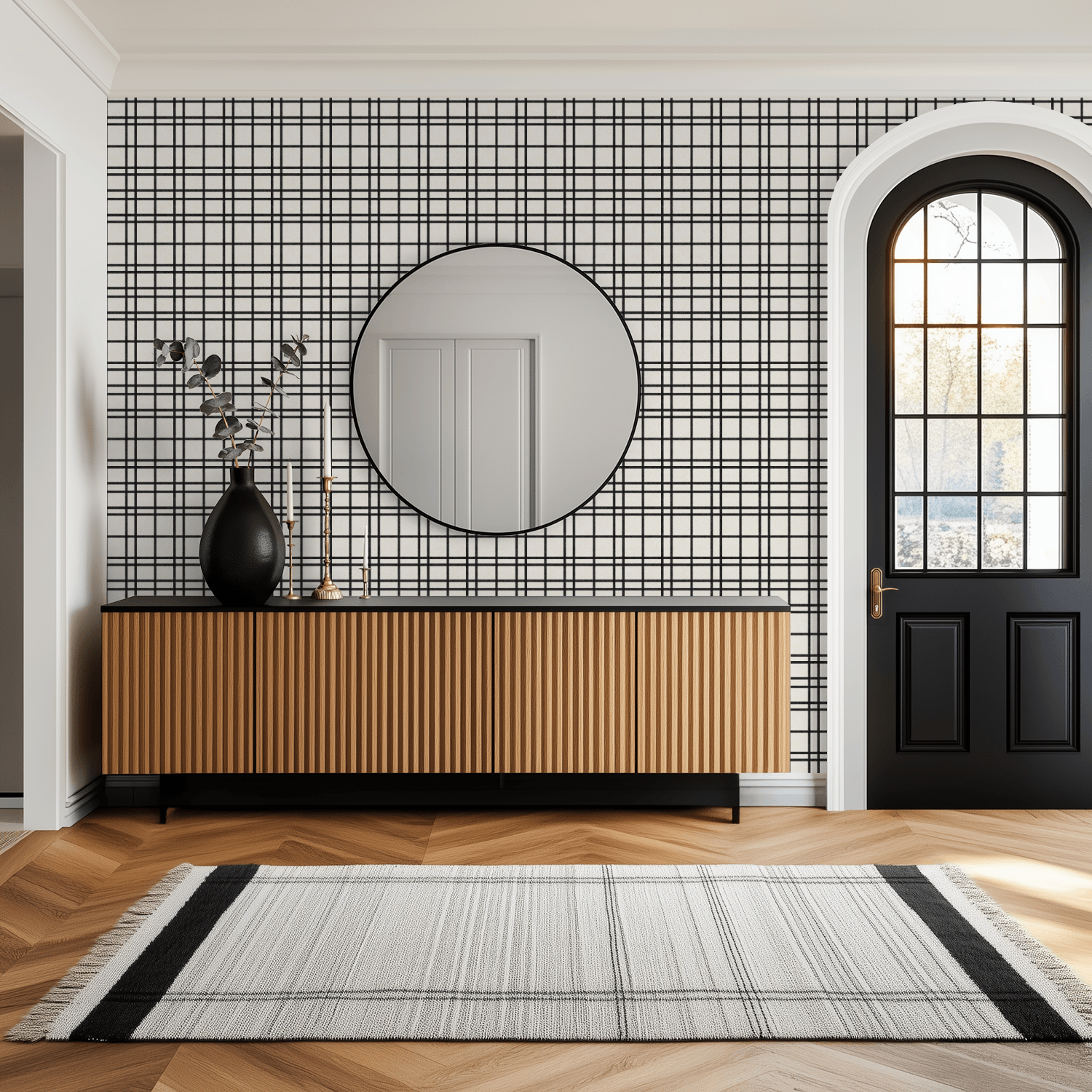 Classic Charcoal Grid Wallpaper