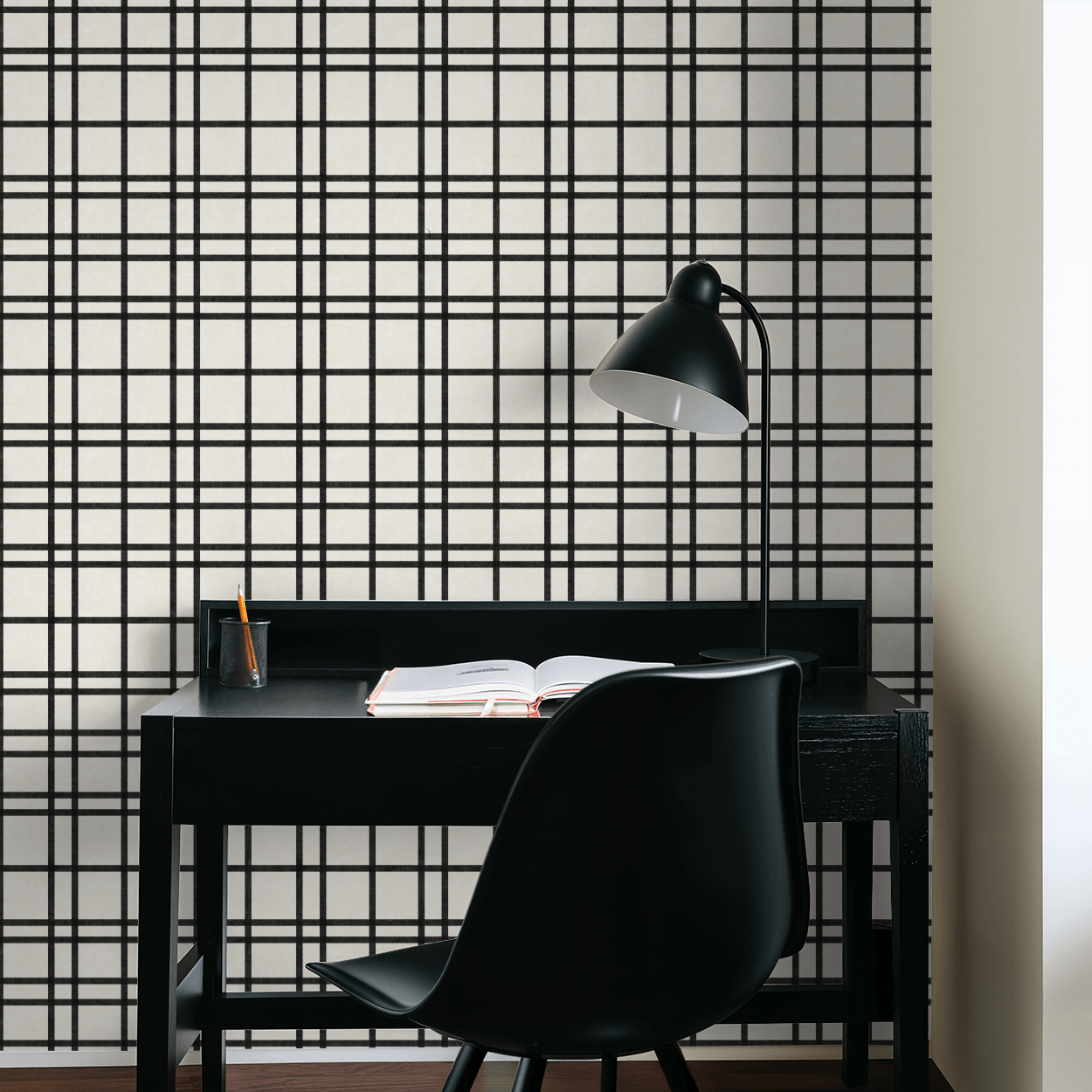 Classic Charcoal Grid Wallpaper