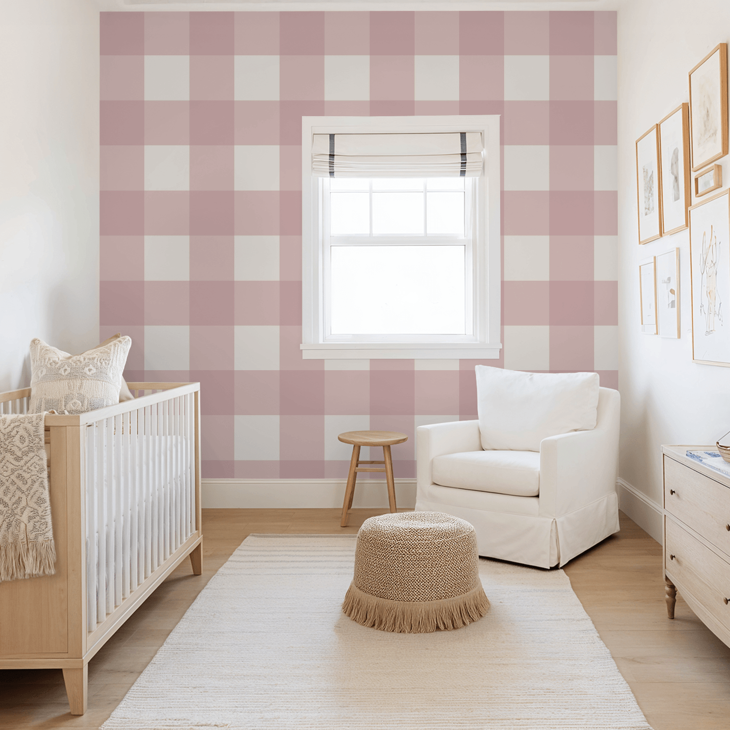 Simply Gingham Large (Mauve) Wallpaper