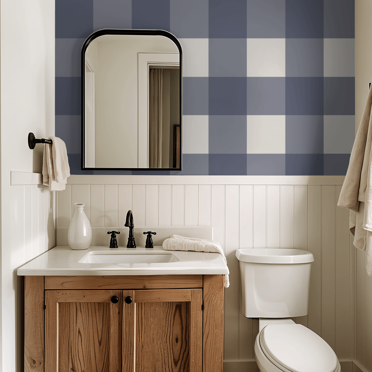 Simply Gingham Large (Navy) Wallpaper