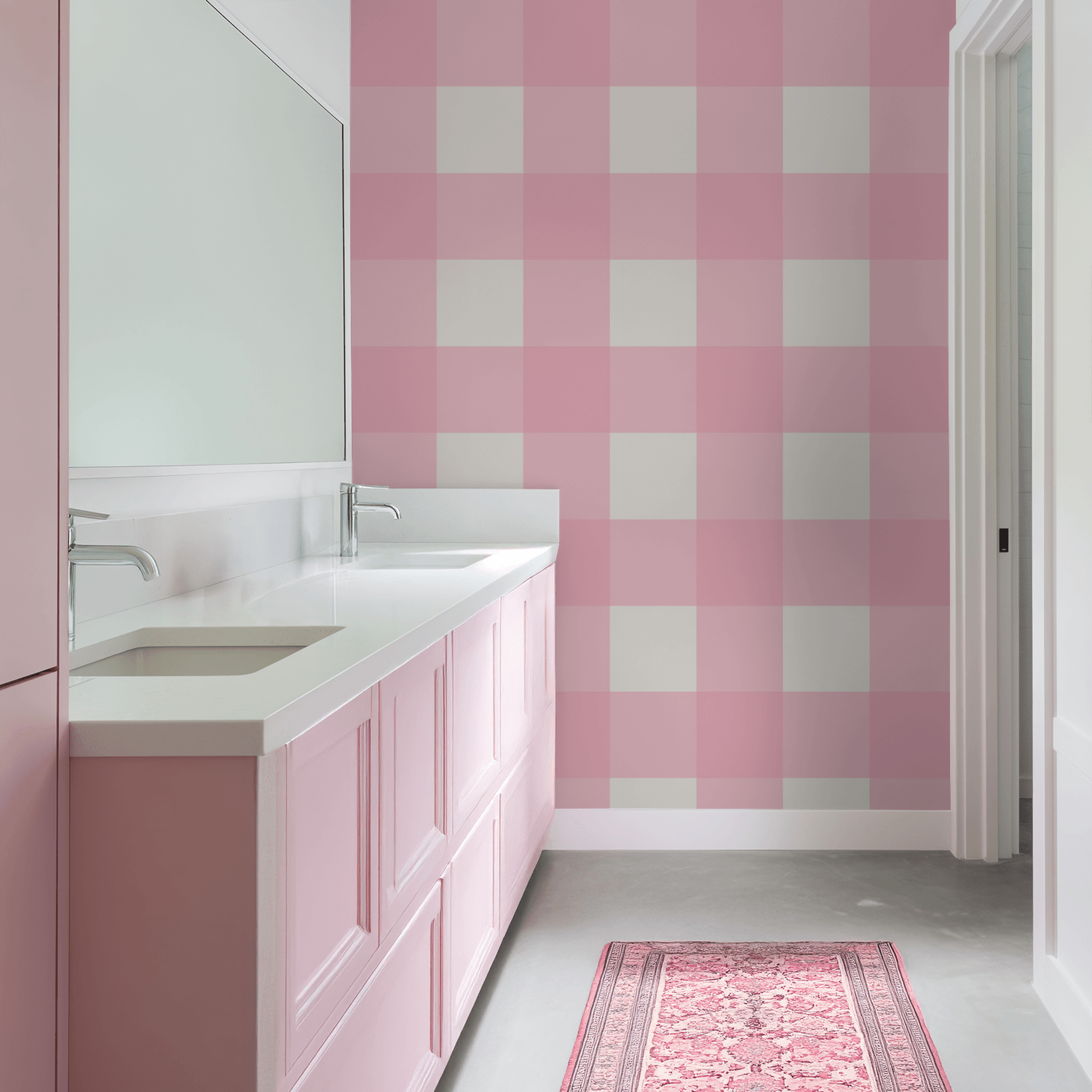 Simply Gingham Large (Pink) Wallpaper