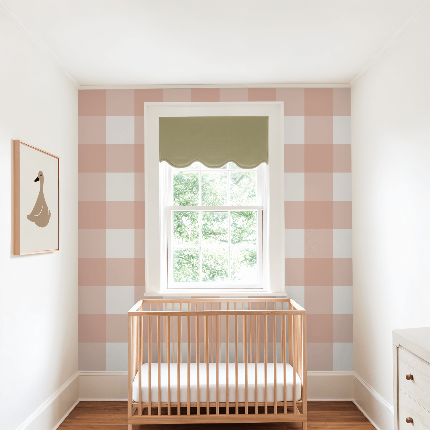 Simply Gingham Large (Peach) Wallpaper