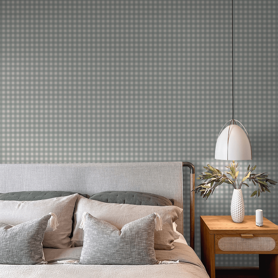Simply Gingham Small (Light Teal) Wallpaper
