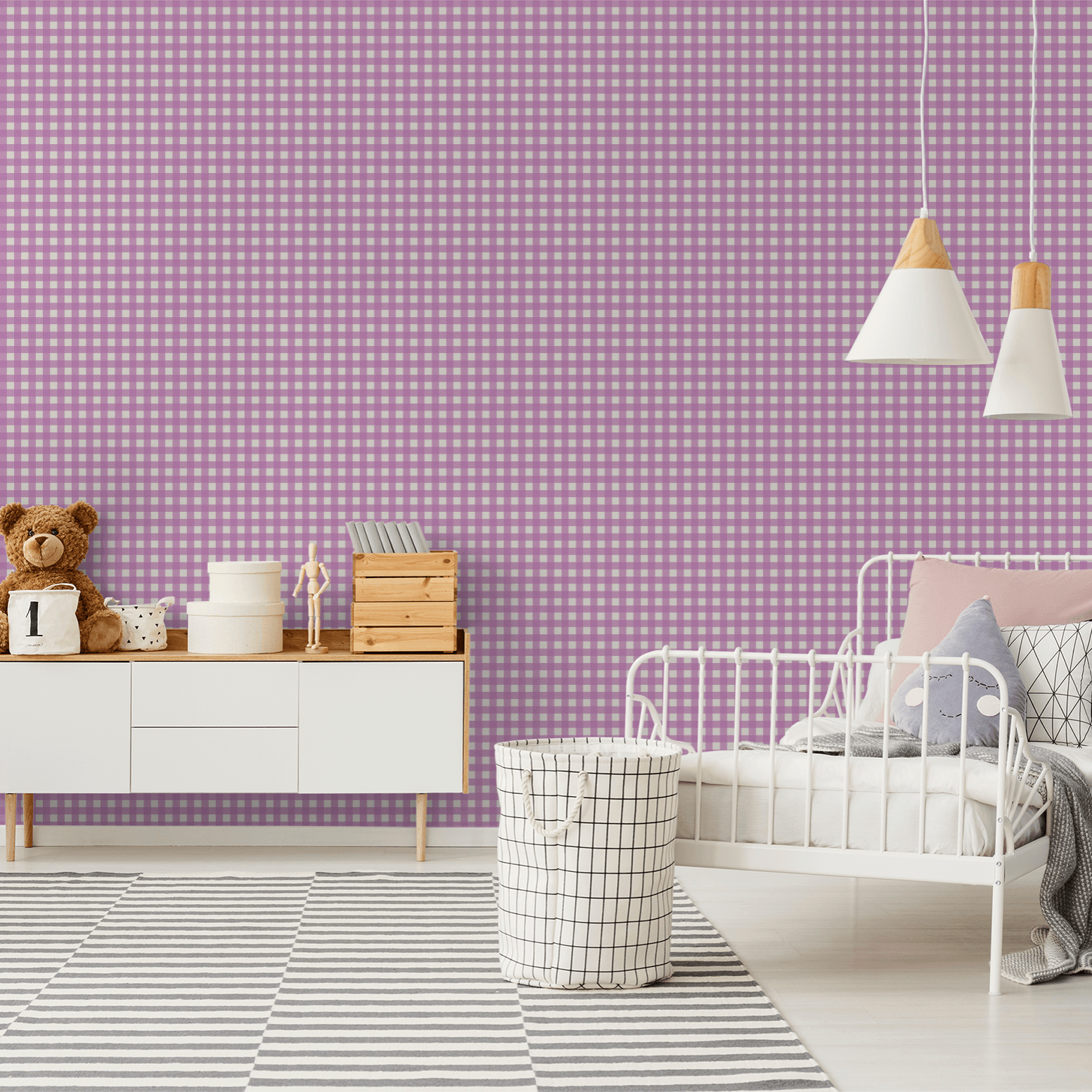 Simply Gingham Small (Purple) Wallpaper