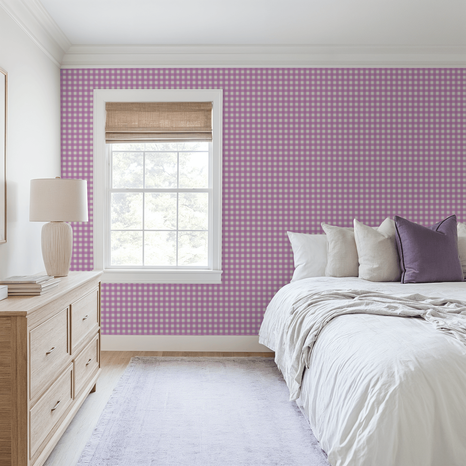 Simply Gingham Small (Purple) Wallpaper
