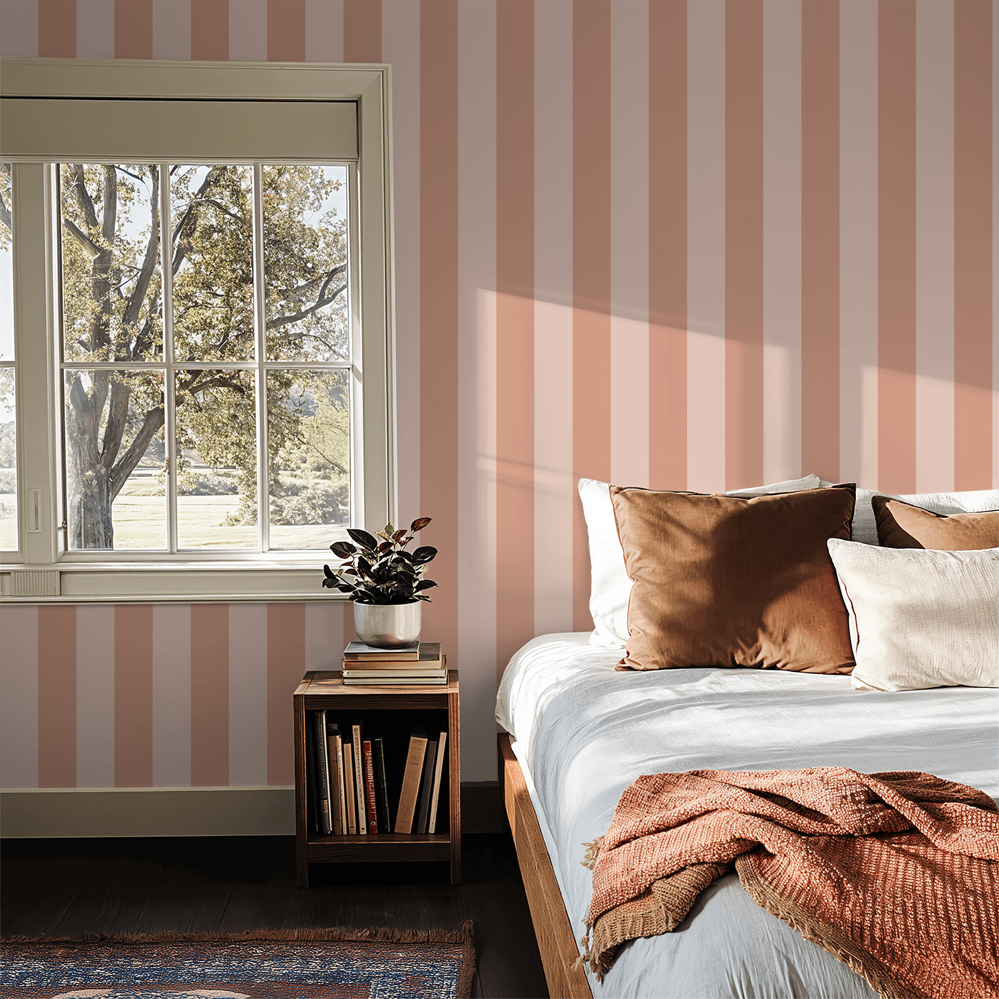 Simply Stripes (Peach) Wallpaper