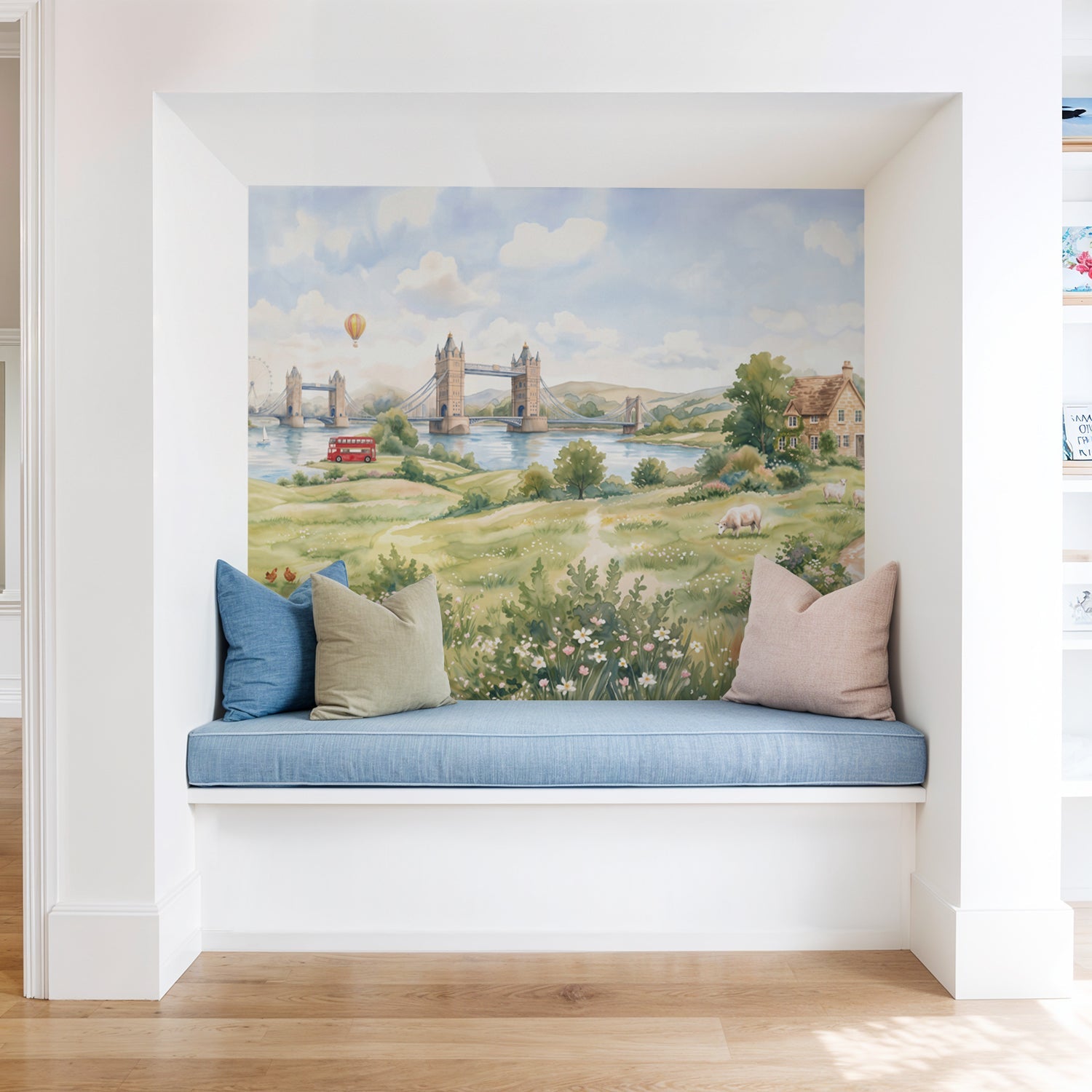 Tower Bridge Meadow Wallpaper - 12 FT H X 16 FT W Peel and Stick