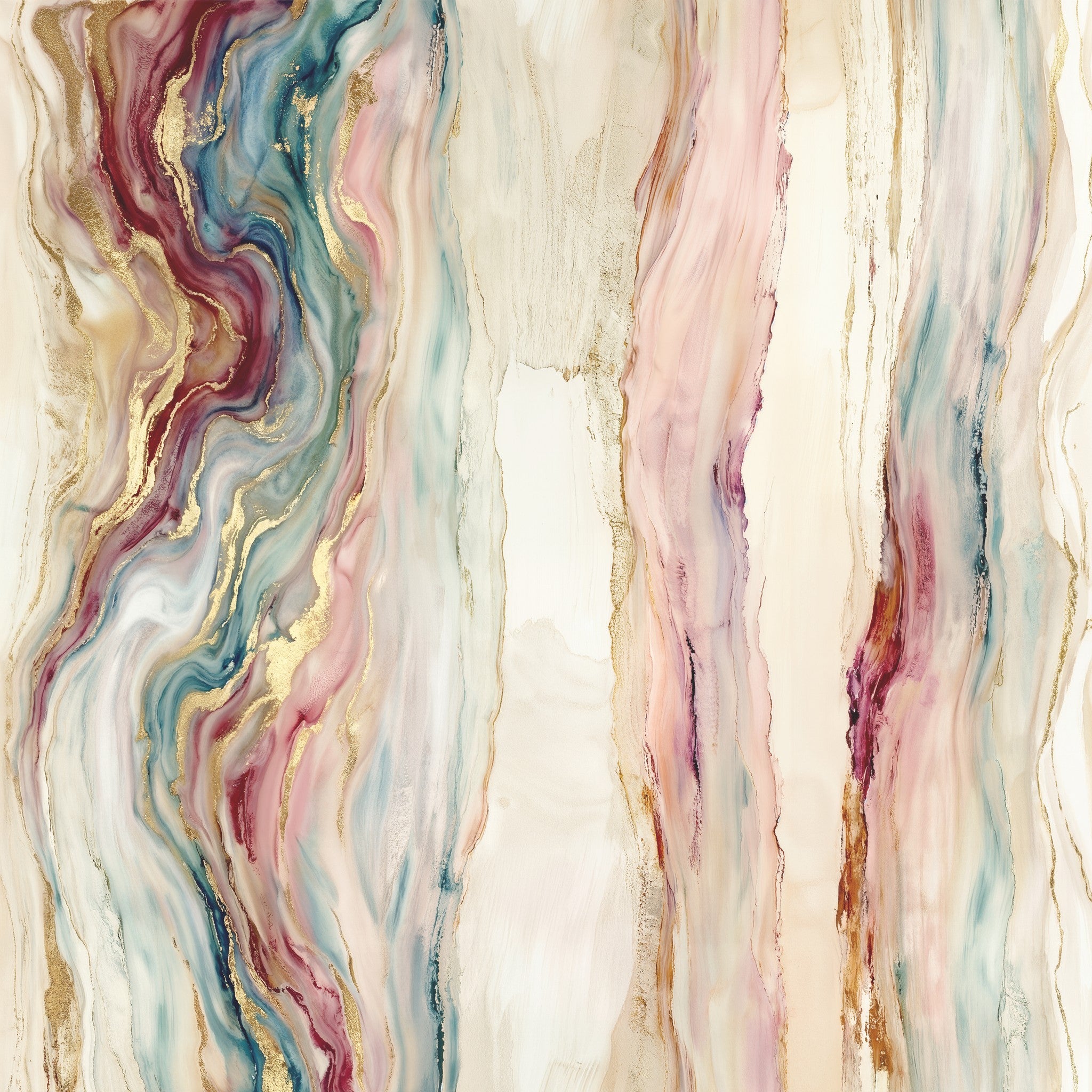 Abstract wallpaper with flowing colors and gold accents in a modern chic style.