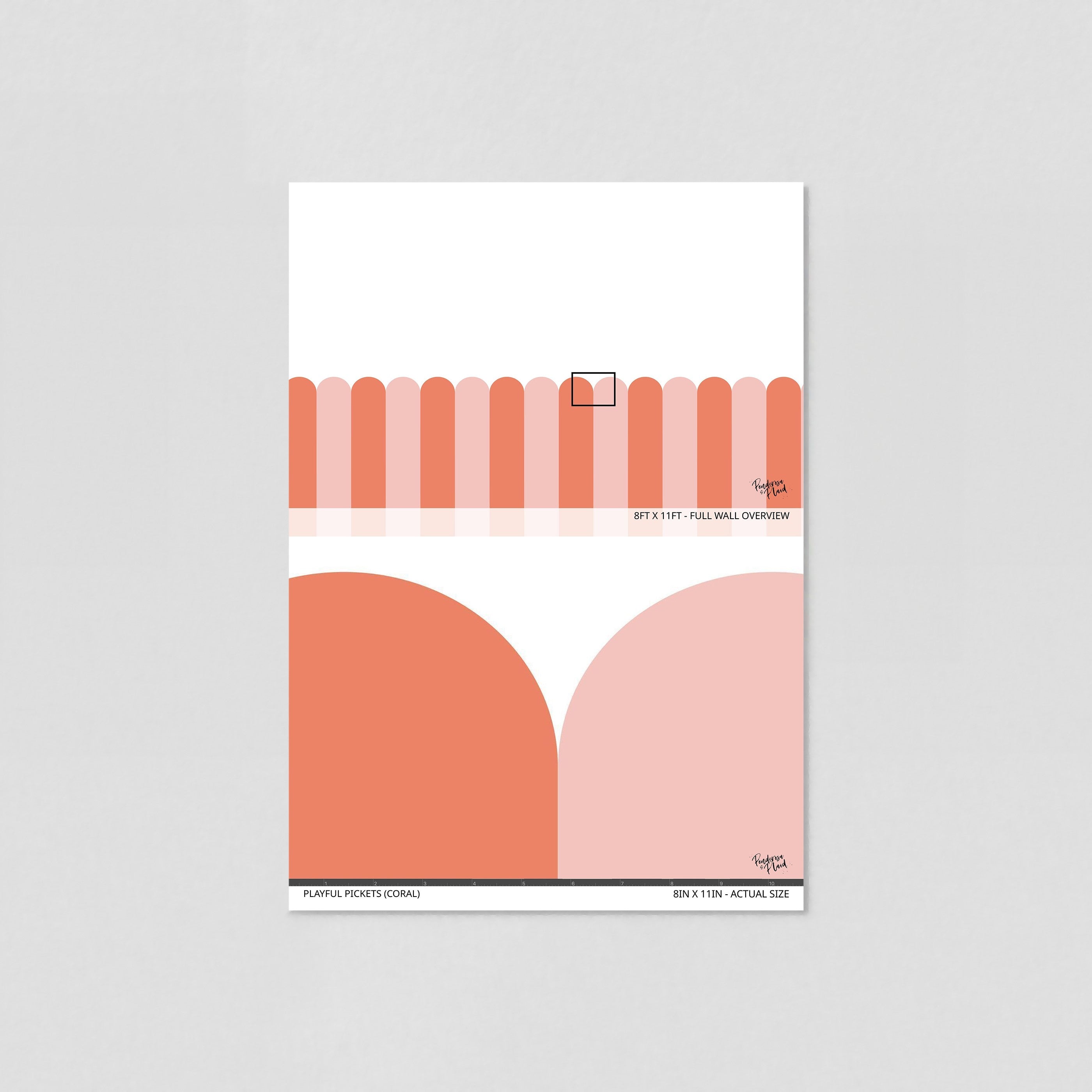 Playful Pickets (Coral) Wallpaper - 4 FT H X 55 FT W Peel and Stick