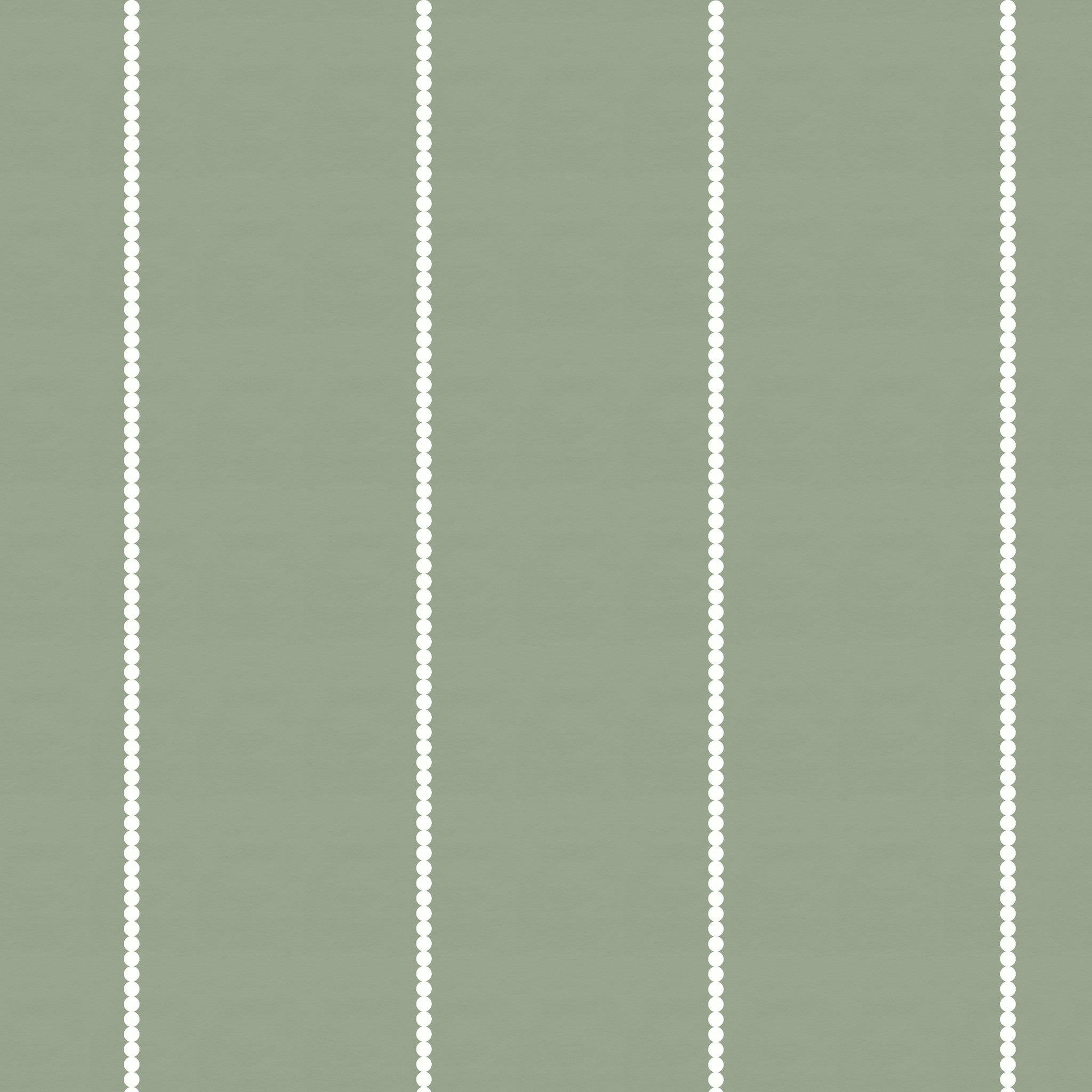 Sage green wallpaper with white dotted pinstripes, modern minimalist style.