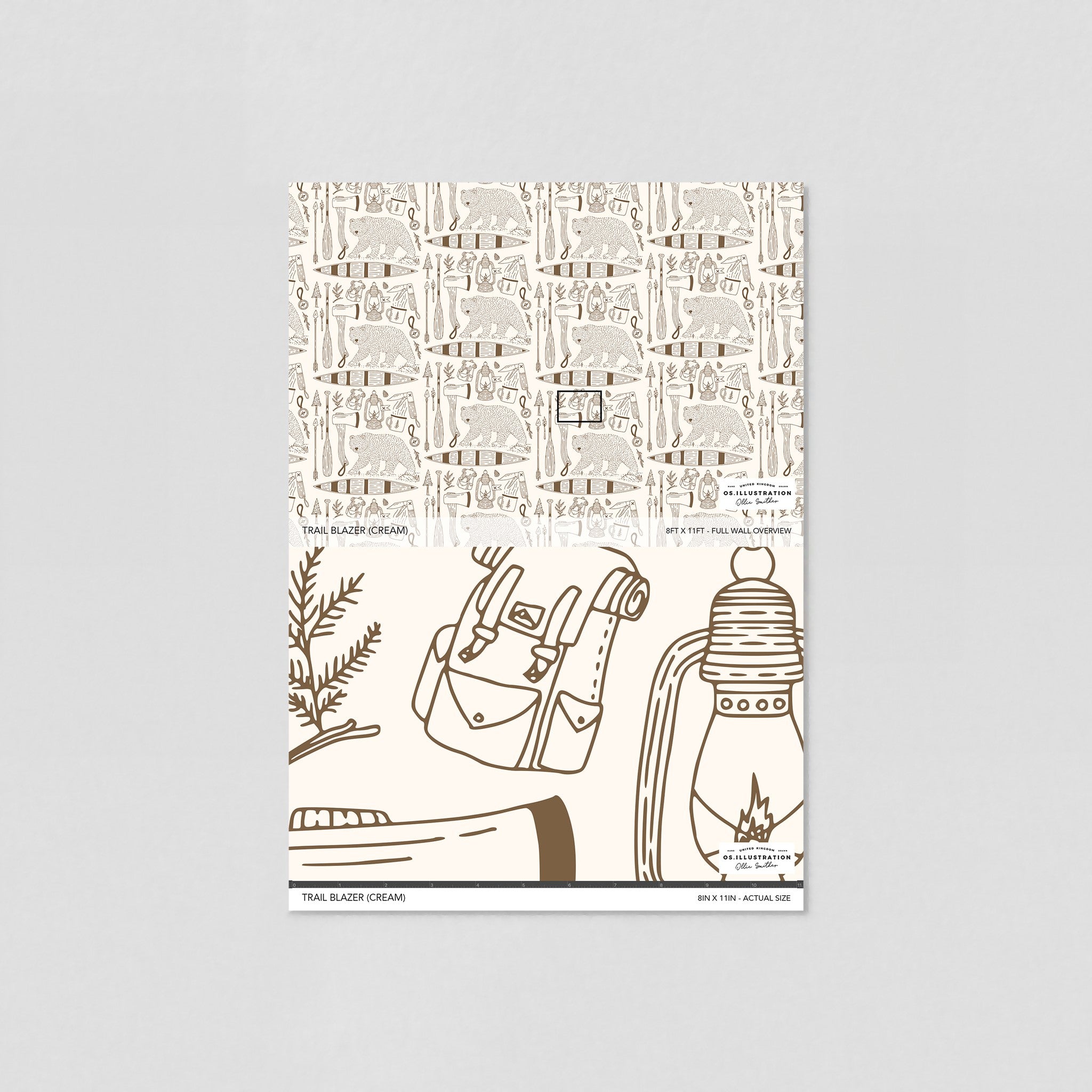 "Wall Blush Trail Blazer (Cream) Wallpaper sample in a modern interior, emphasizing stylish room decor."
