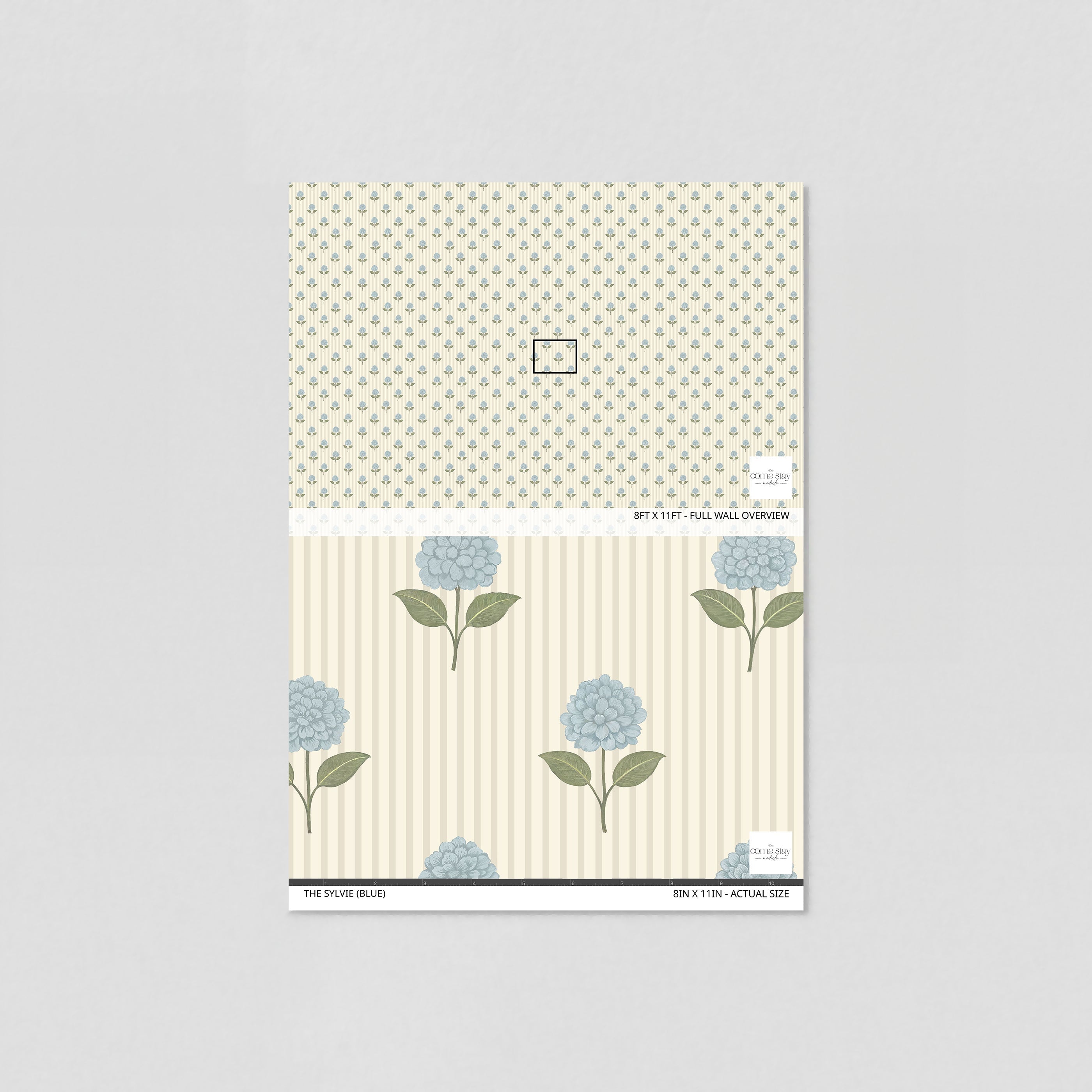 The Sylvie (Blue) Wallpaper - 4 FT H X 17 FT W Traditional