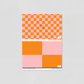 Sample of Simply Checker (Pink & Orange) Wallpaper