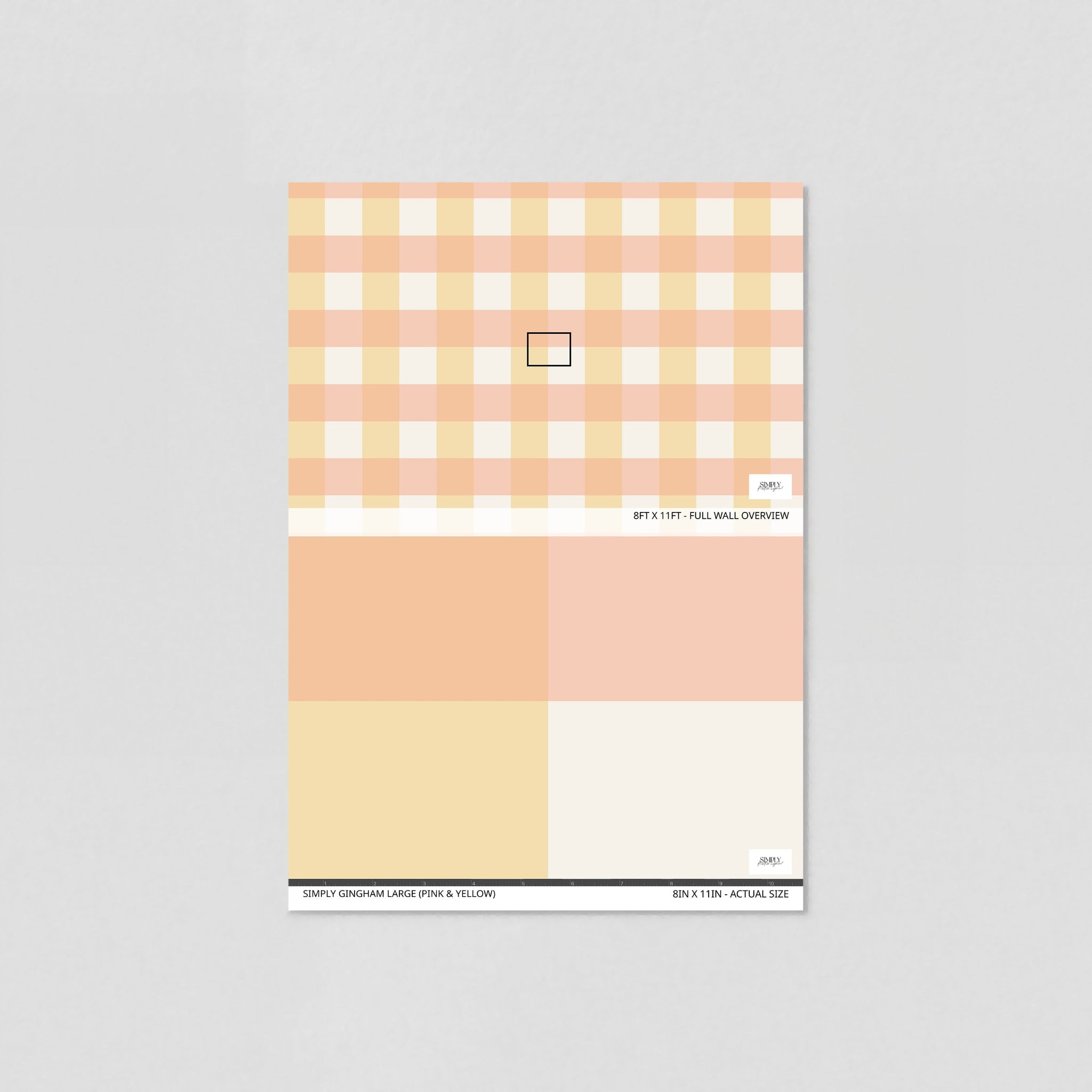 Simply Gingham Large (Pink & Yellow) Wallpaper