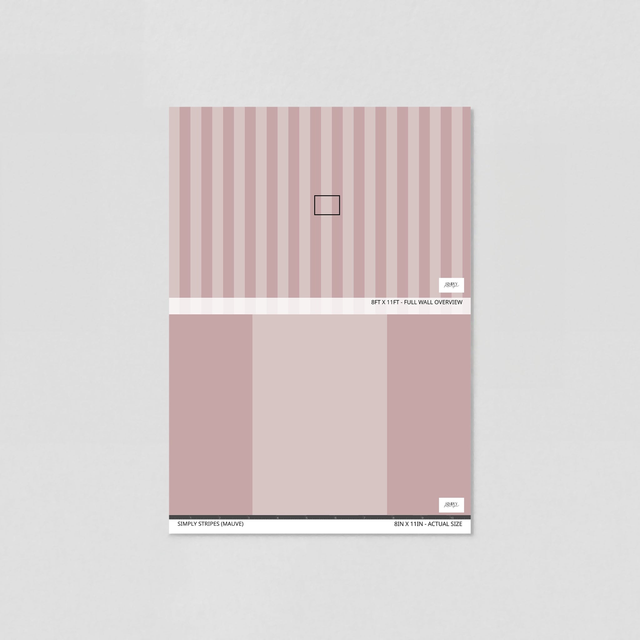 Simply Stripes (Mauve) Wallpaper - 10 FT H X 10 FT W Peel and Stick