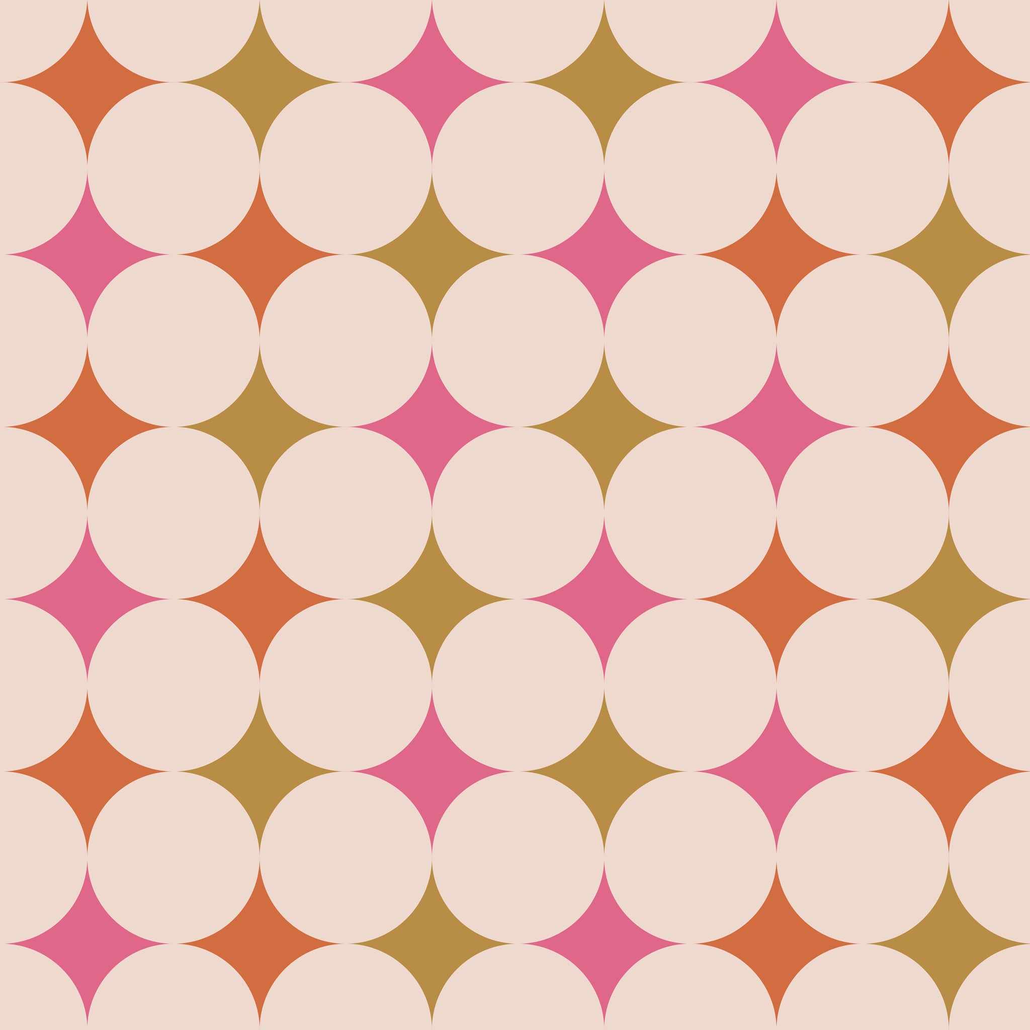 "Wall Blush Starry Wallpaper in stylish bedroom, geometric pink and beige design focus"