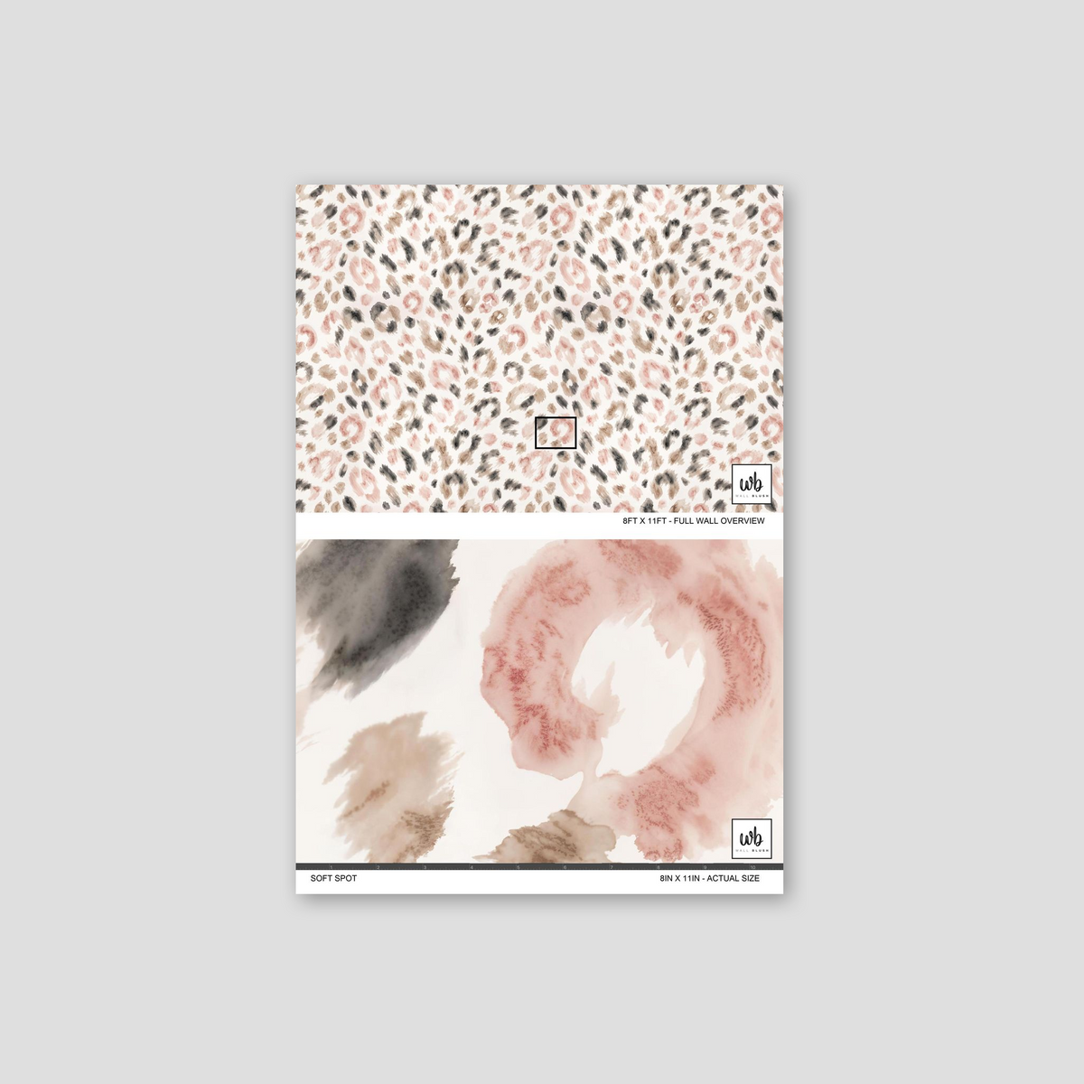Soft cheetah print wallpaper in muted browns, blush, and charcoal tones.