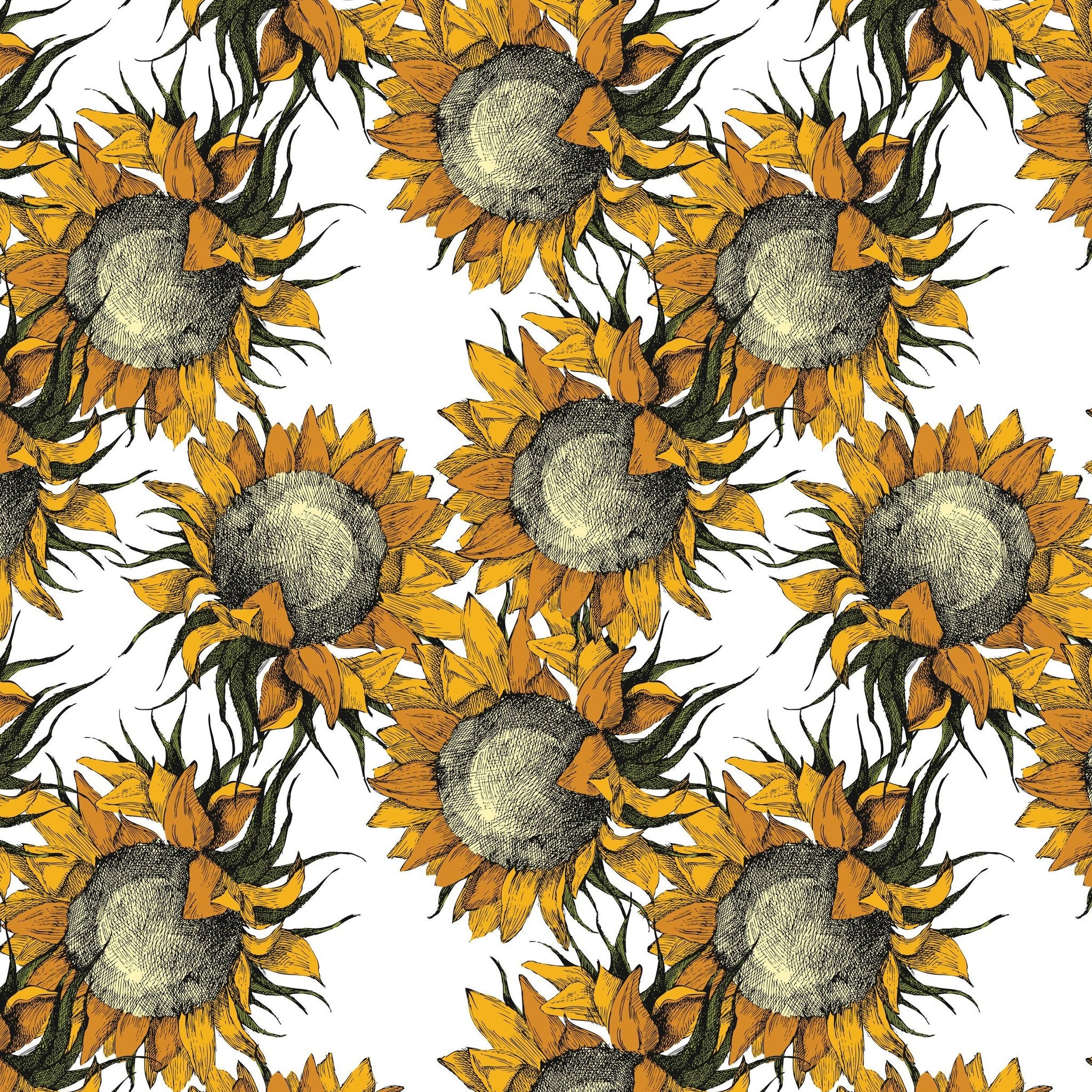 Vibrant sunflower wallpaper with detailed petals and earthy tones.