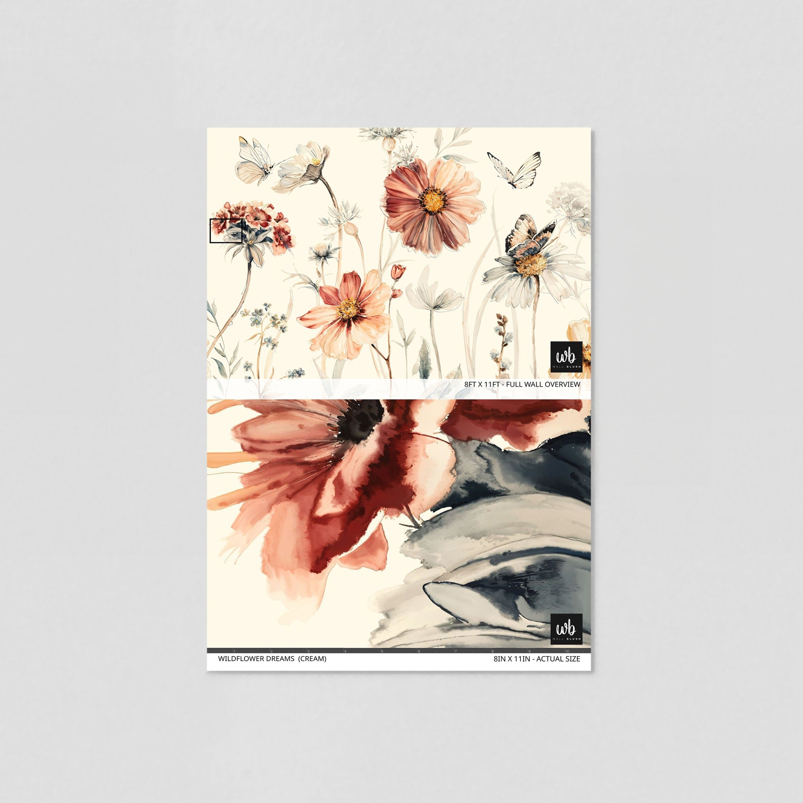 Wildflower Dreams Wallpaper (Cream) Wallpaper - 8 FT H X 8 FT W Traditional