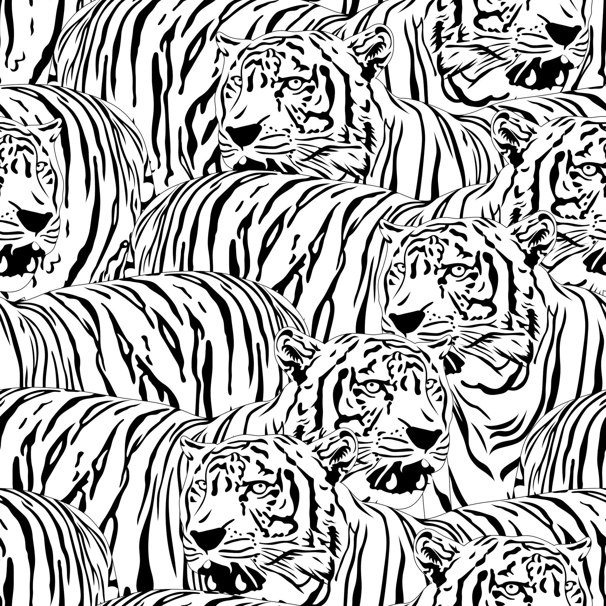 "Raja Wallpaper by Wall Blush featuring bold tiger design in a modern living space, highlighting the wall decor."