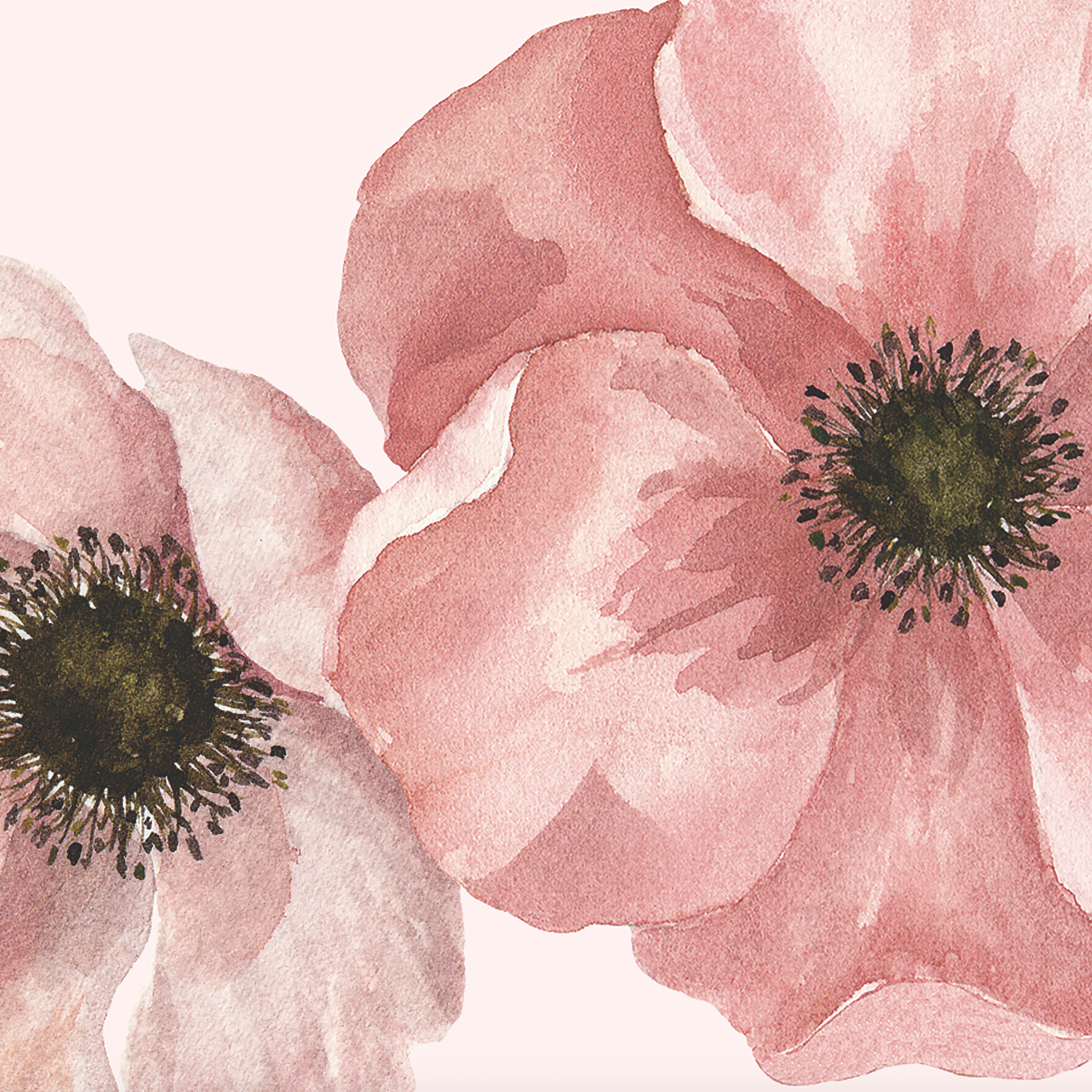 Close-up of Dragonlily (Blush) Wallpaper by Wall Blush in a modern living room setting, highlighting the floral design.
