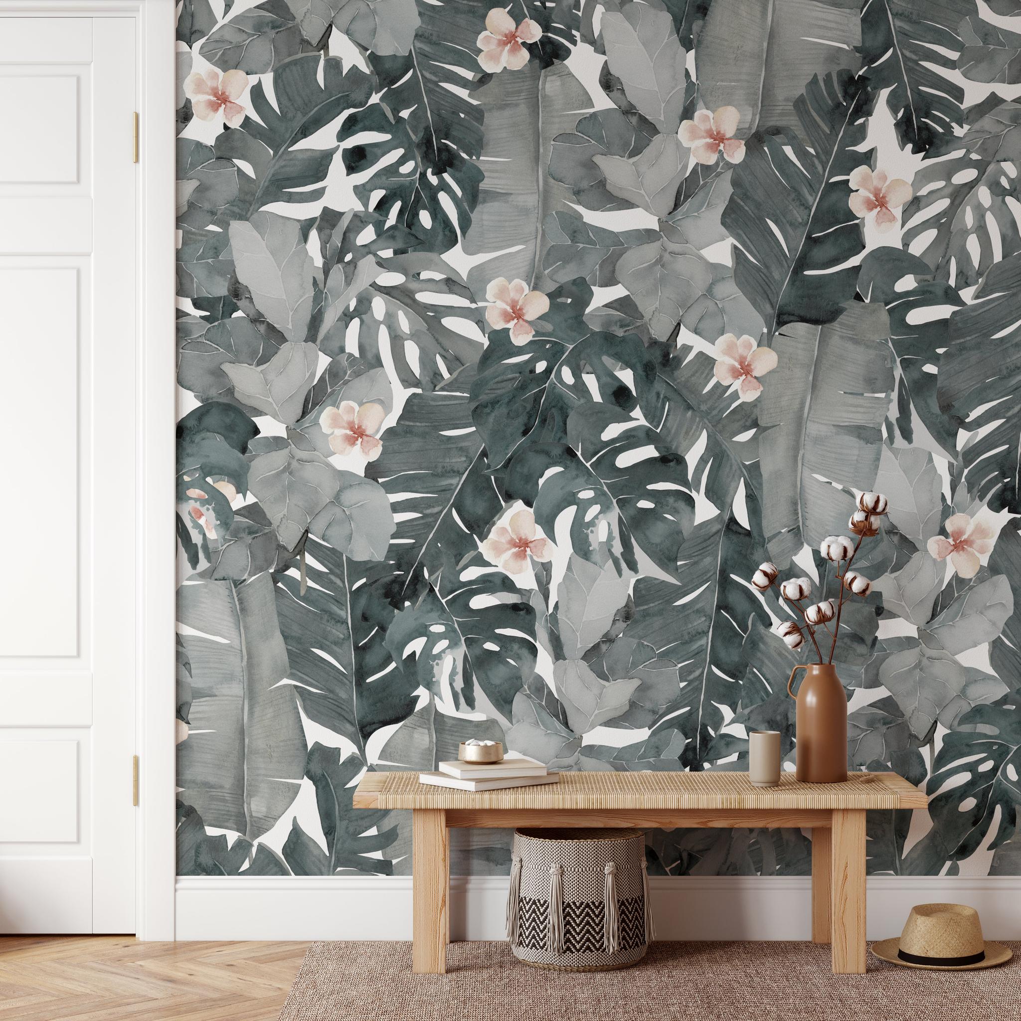 "Sophia Grace Wallpaper by Wall Blush in a stylish room, featuring floral design with a focus on wall decor."